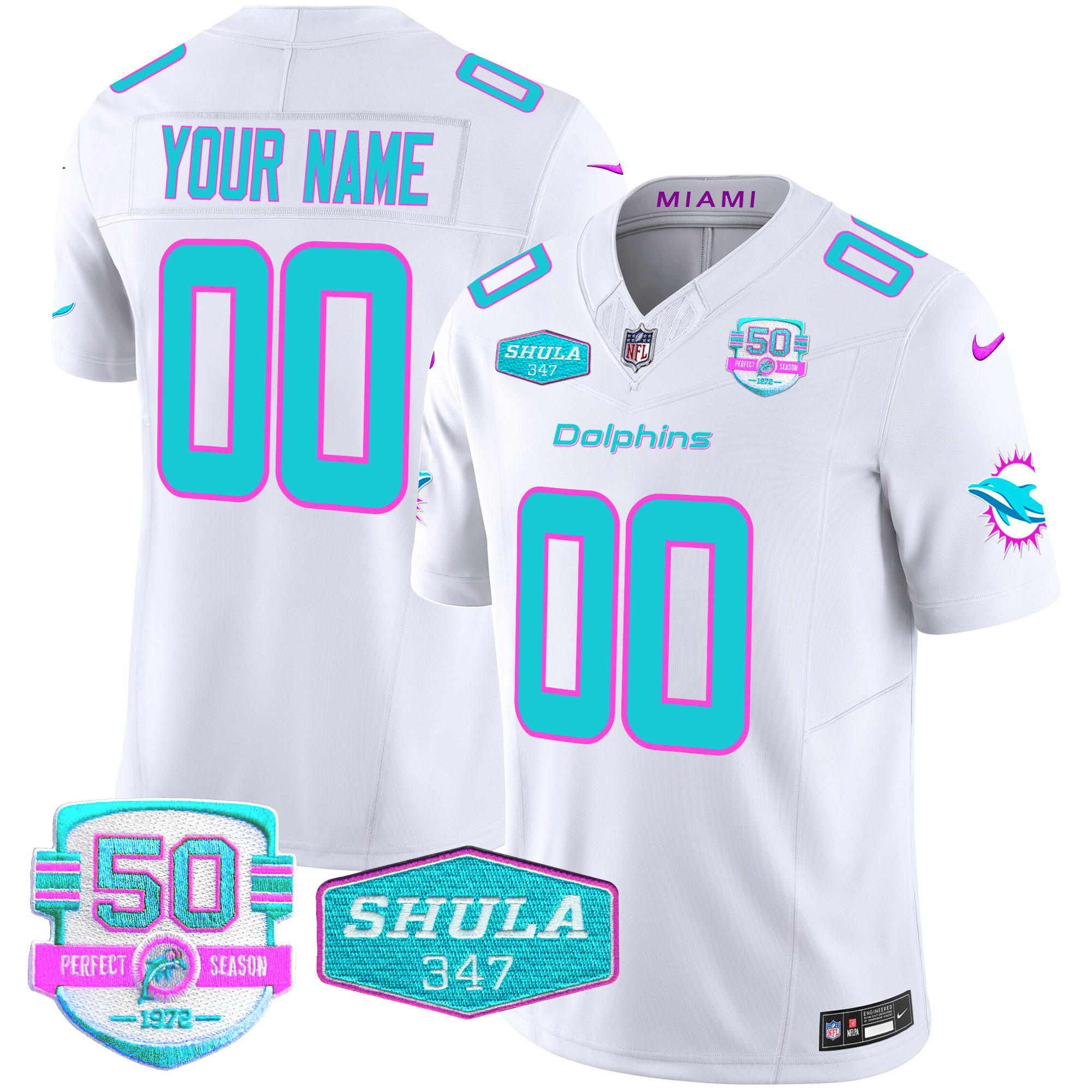 Men's Miami Dolphins "Miami Vice" Vapor Limited Custom White Jersey - All Stitched