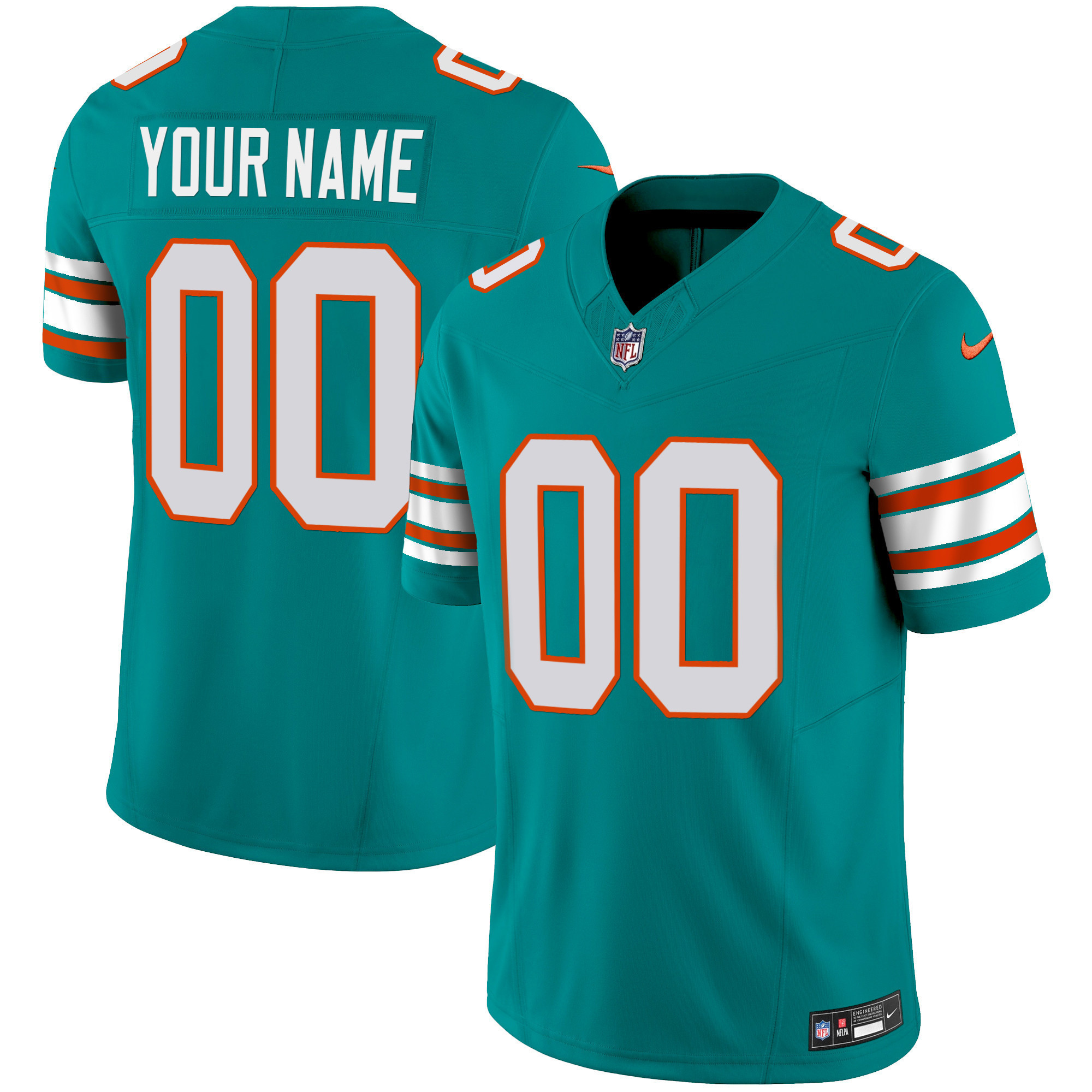 Men's Miami Dolphins Vapor Limited Custom Alternate Aqua Jersey - All Stitched