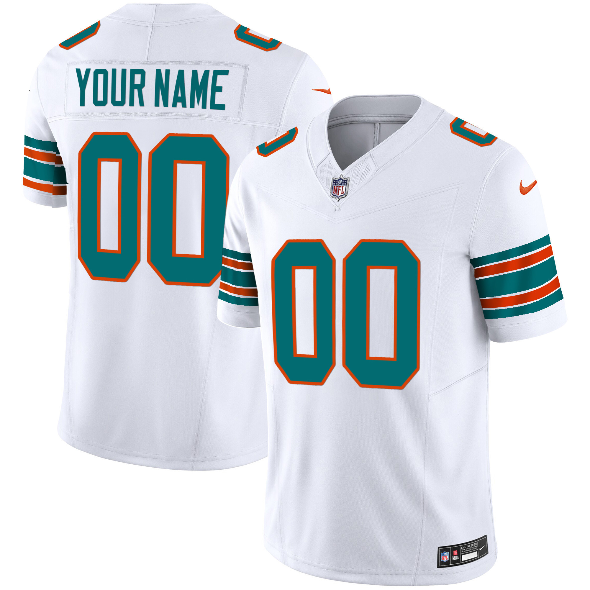 Men's Miami Dolphins Vapor Limited Custom Alternate White Jersey - All Stitched