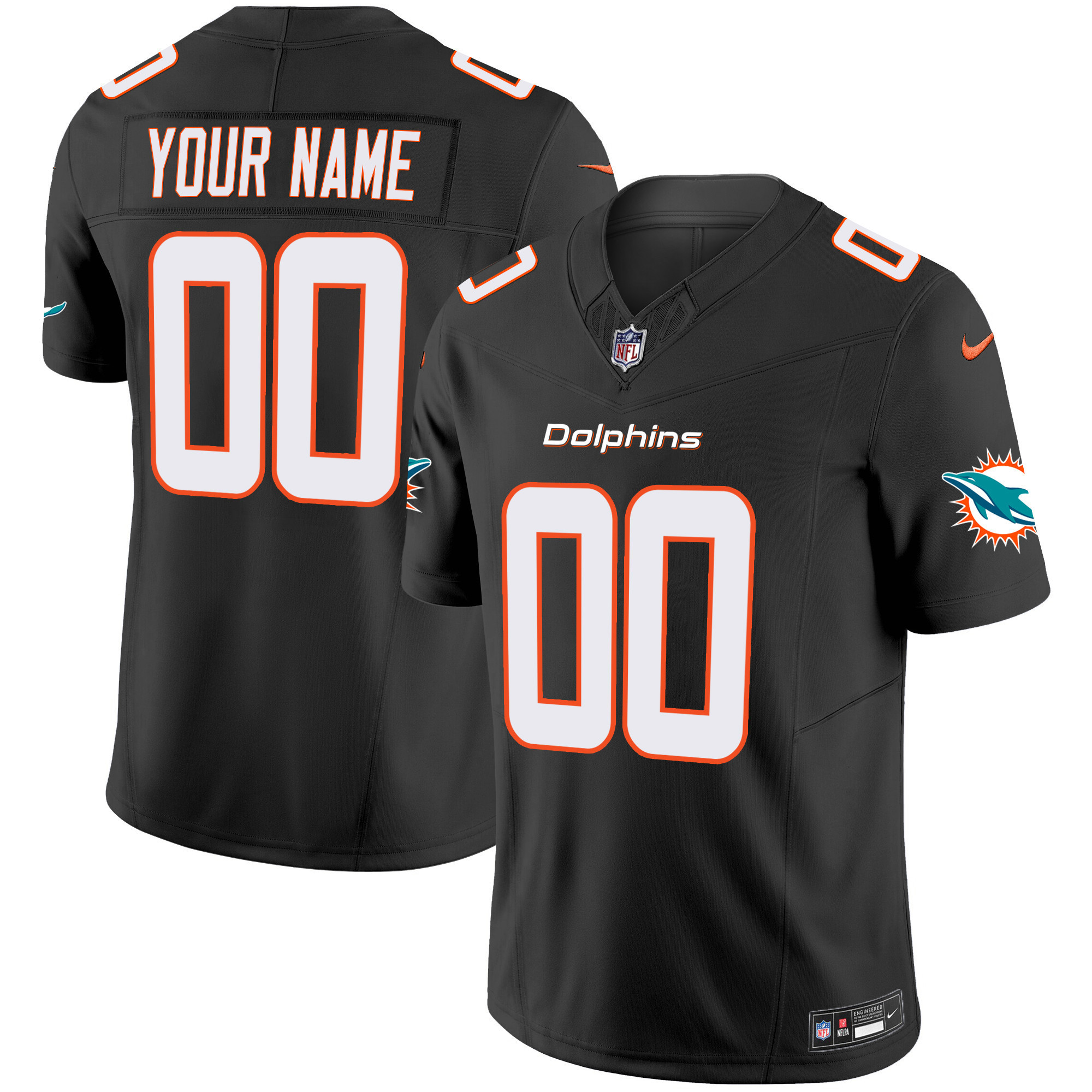 Men's Miami Dolphins Vapor Limited Custom Black Jersey - All Stitched
