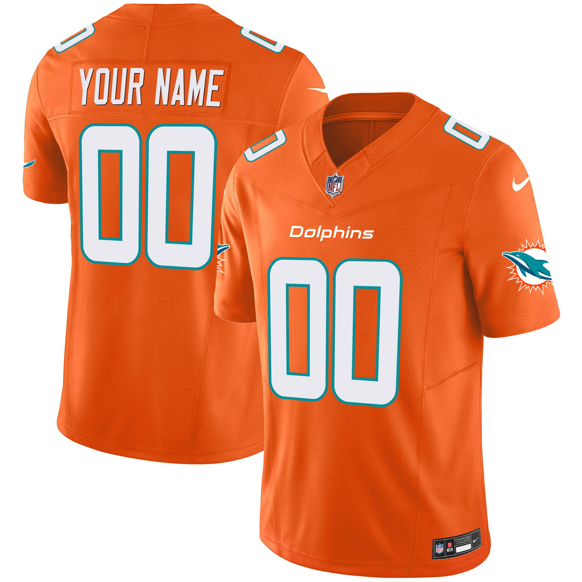 Men's Miami Dolphins Vapor Limited Custom Orange Jersey - All Stitched