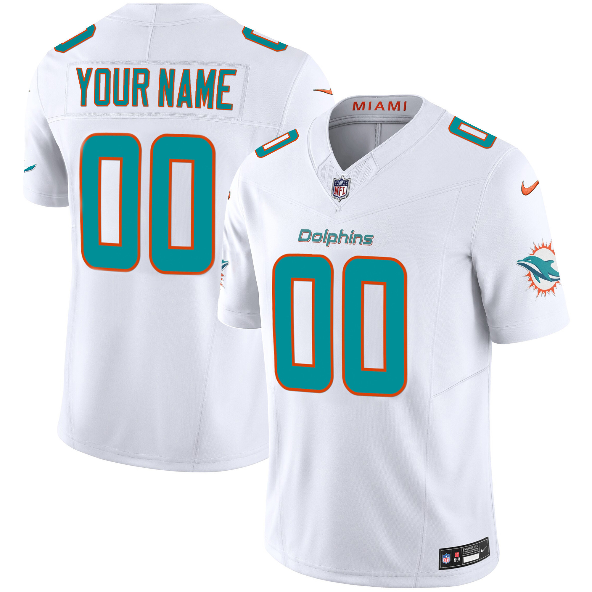 Men's Miami Dolphins Vapor Limited Custom White Jersey - All Stitched