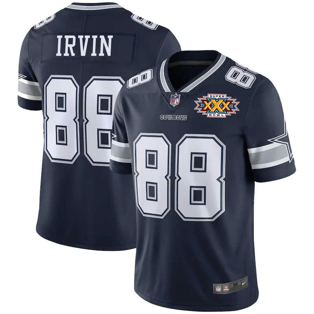 Men's Michael Irvin Dallas Cowboys Navy Super Bowl Patch Michael Irvin Jersey - All Stitched