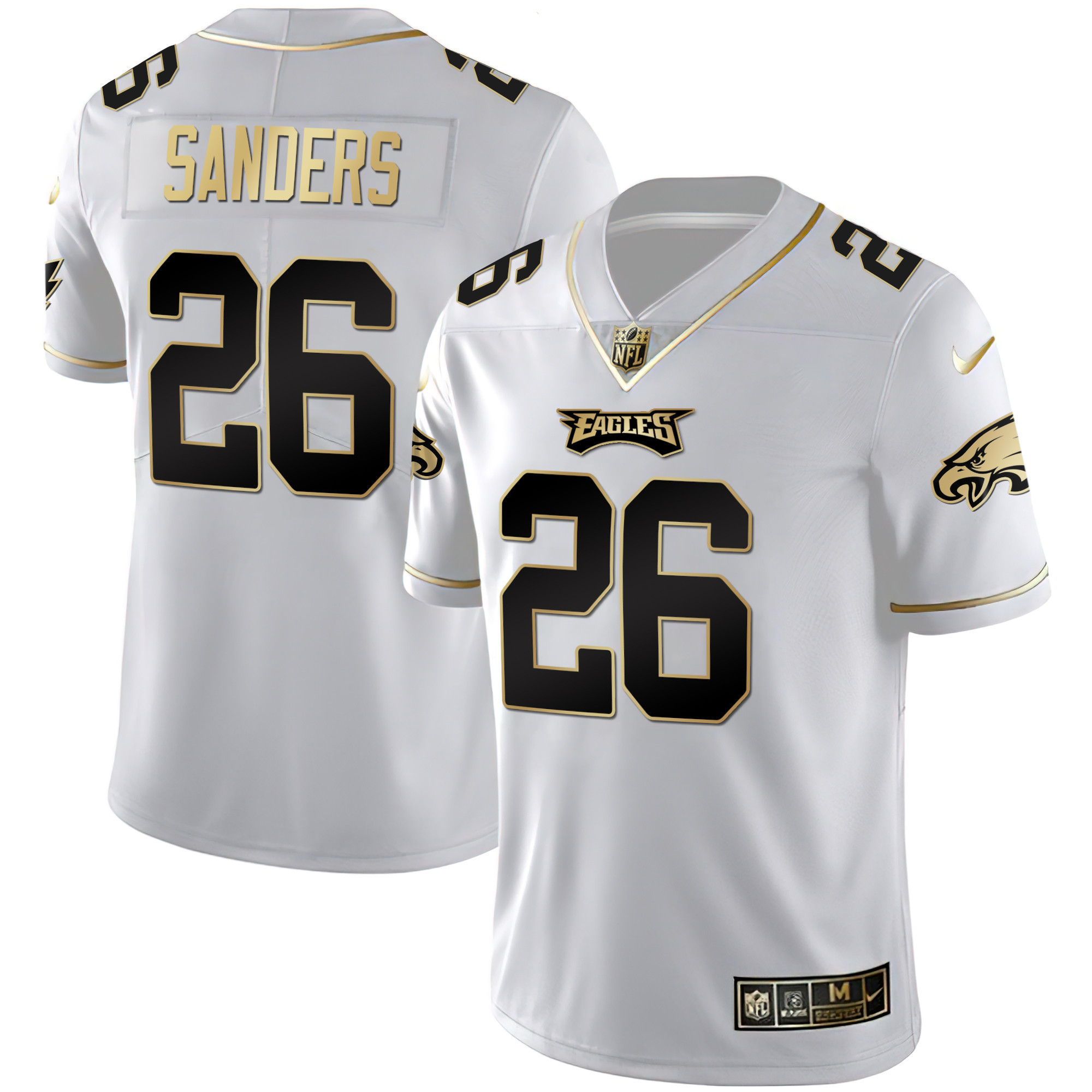 Men's Miles Sanders Philadelphia Eagles - All Stitched White Gold Jersey - All Stitched