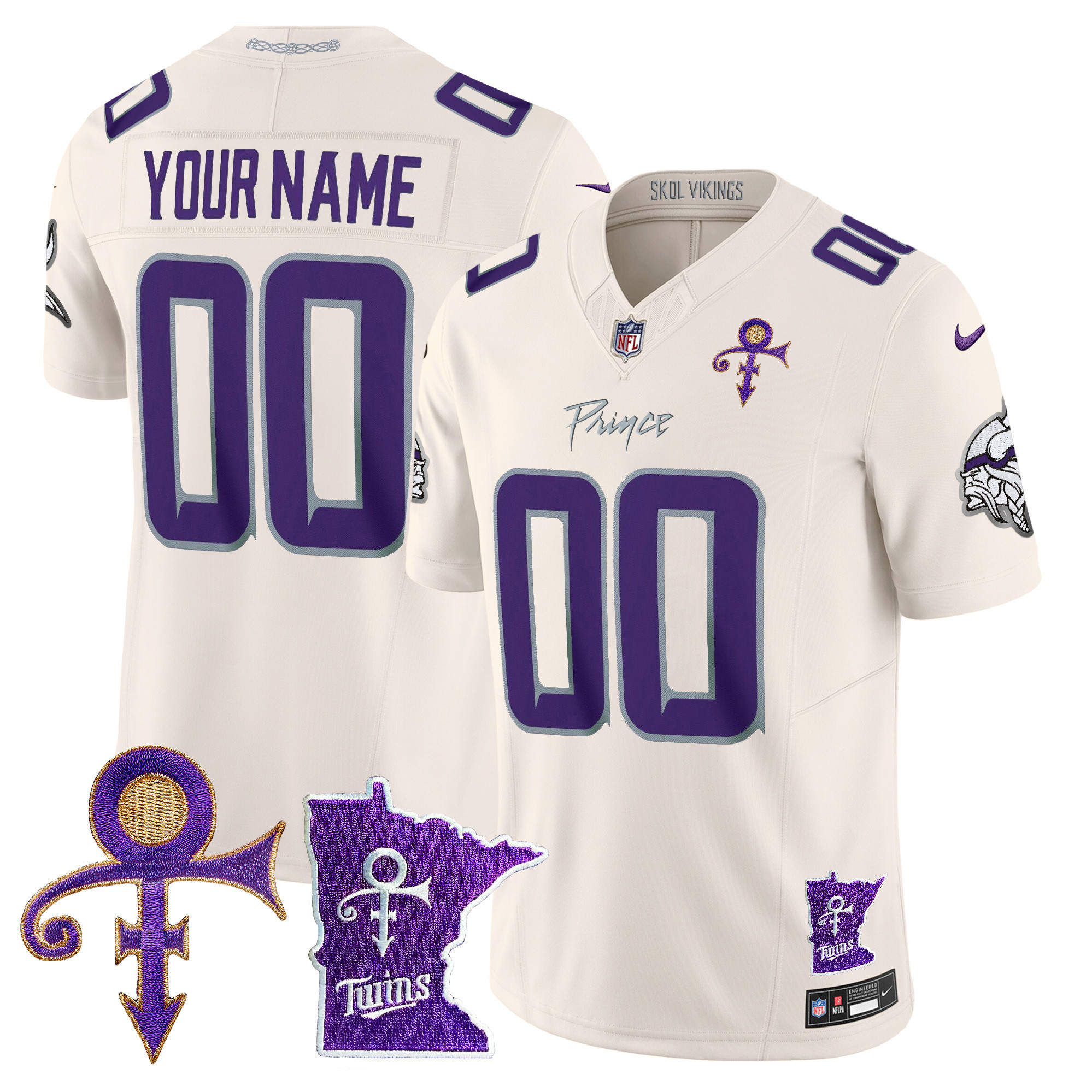 Men's Minnesota Vikings 2024 Prince Vapor Limited Custom Cream Jersey - All Stitched