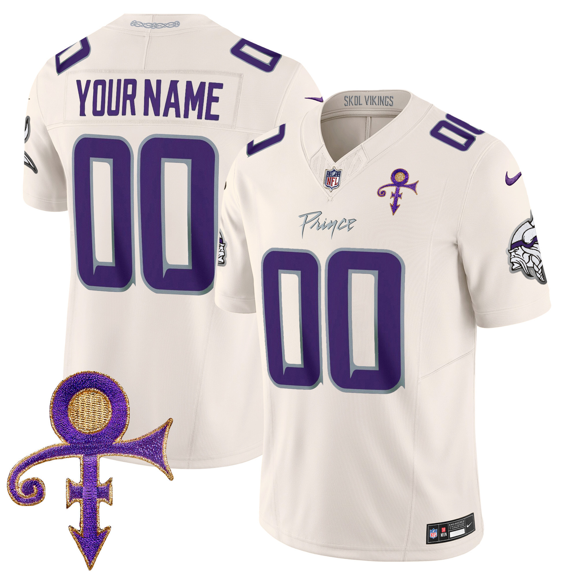 Men's Minnesota Vikings 2024 Prince Vapor Limited Custom Cream Jersey - All Stitched