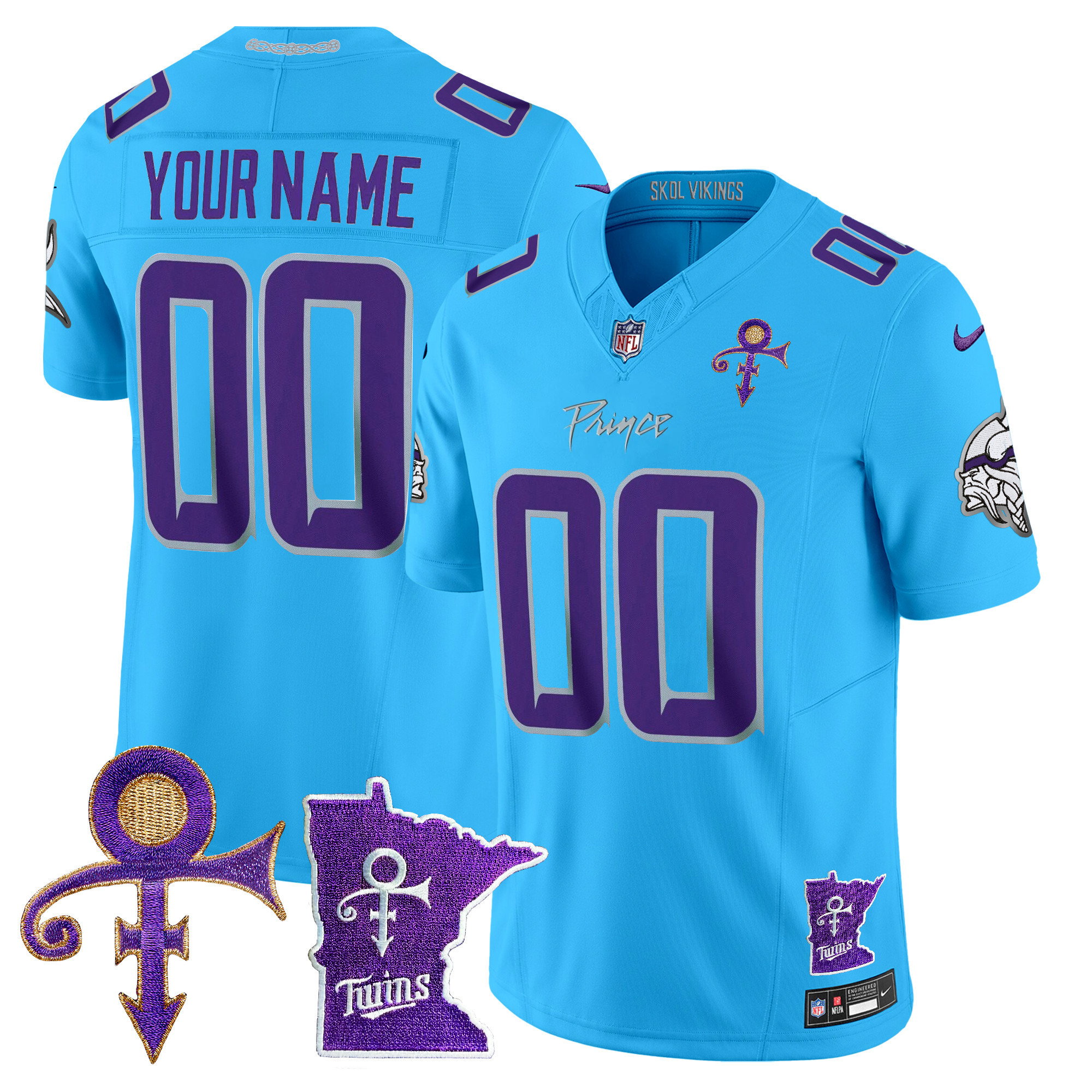 Men's Minnesota Vikings 2024 Prince Vapor Limited Custom Light Blue Jersey - All Stitched