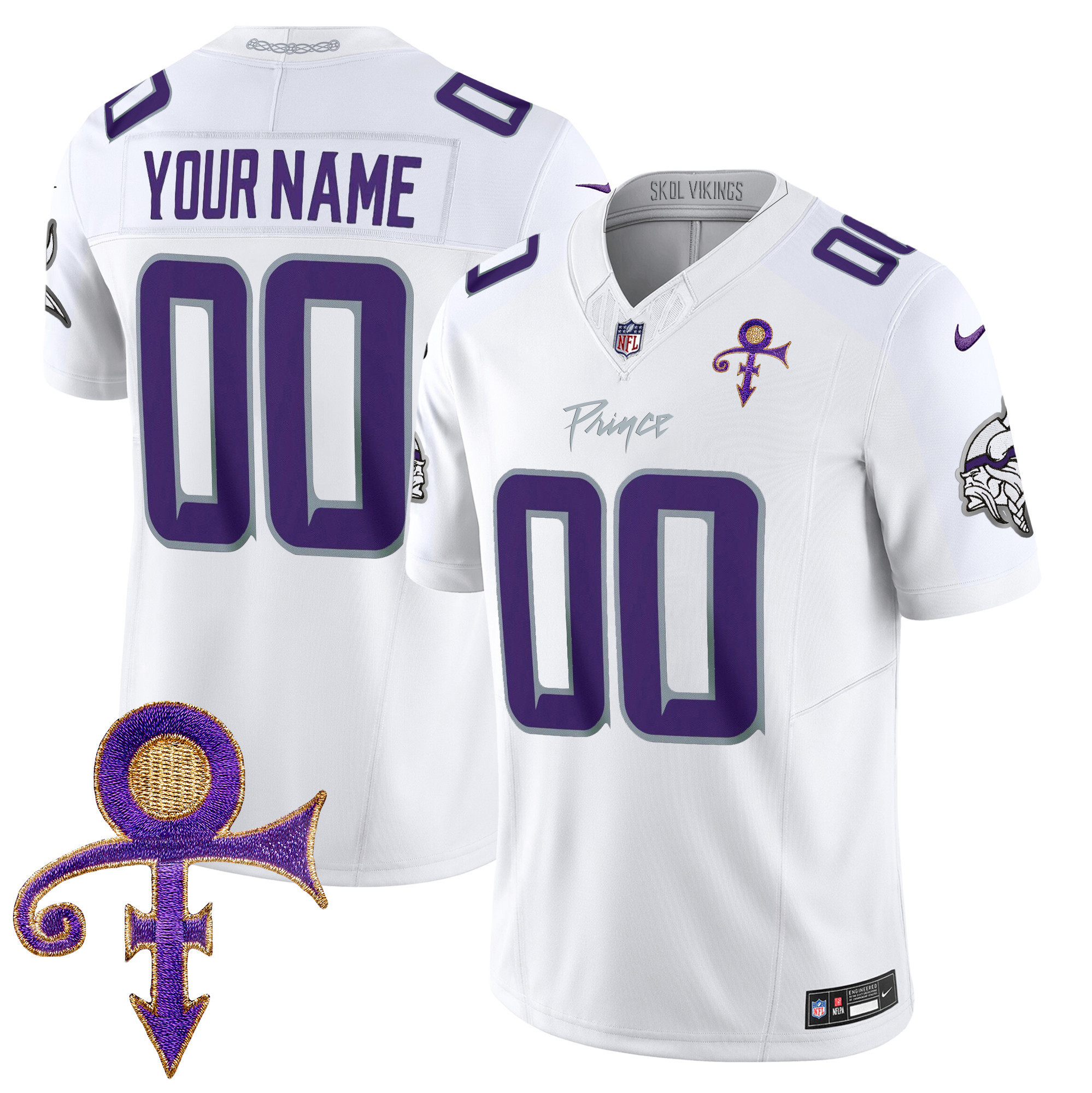 Men's Minnesota Vikings 2024 Prince Vapor Limited Custom White Limited Jersey - All Stitched