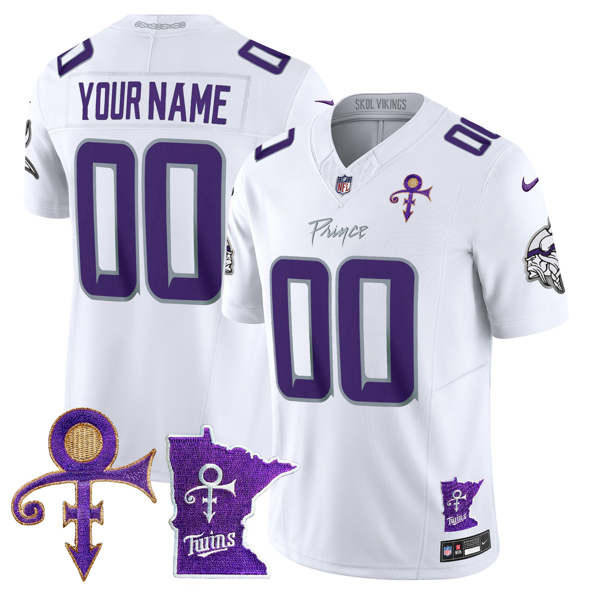 Men's Minnesota Vikings 2024 Prince Vapor Limited Custom White Limited Jersey - All Stitched