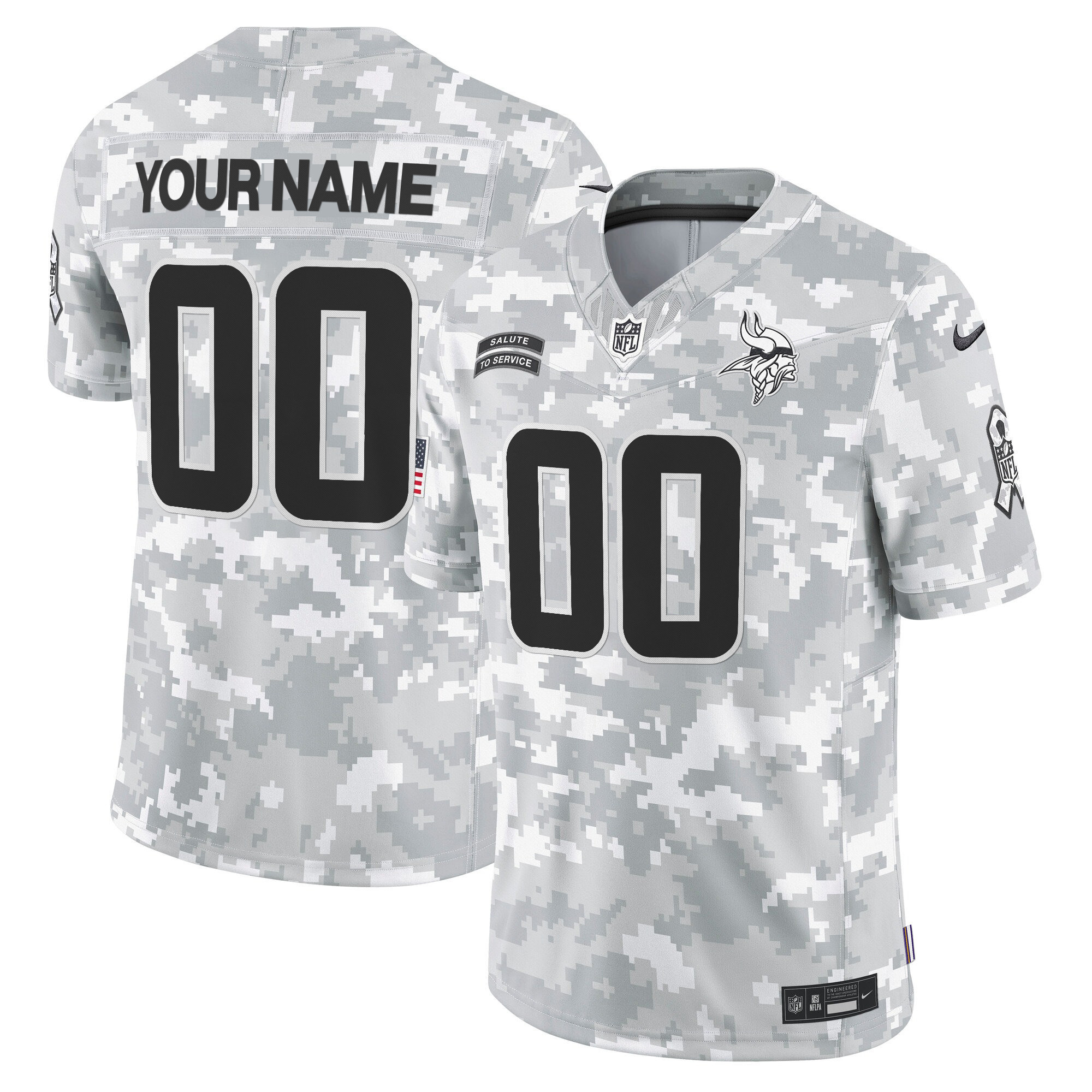 Men's Minnesota Vikings 2024 Salute to Service Vapor Limited Custom Arctic Camo Jersey - All Stitched
