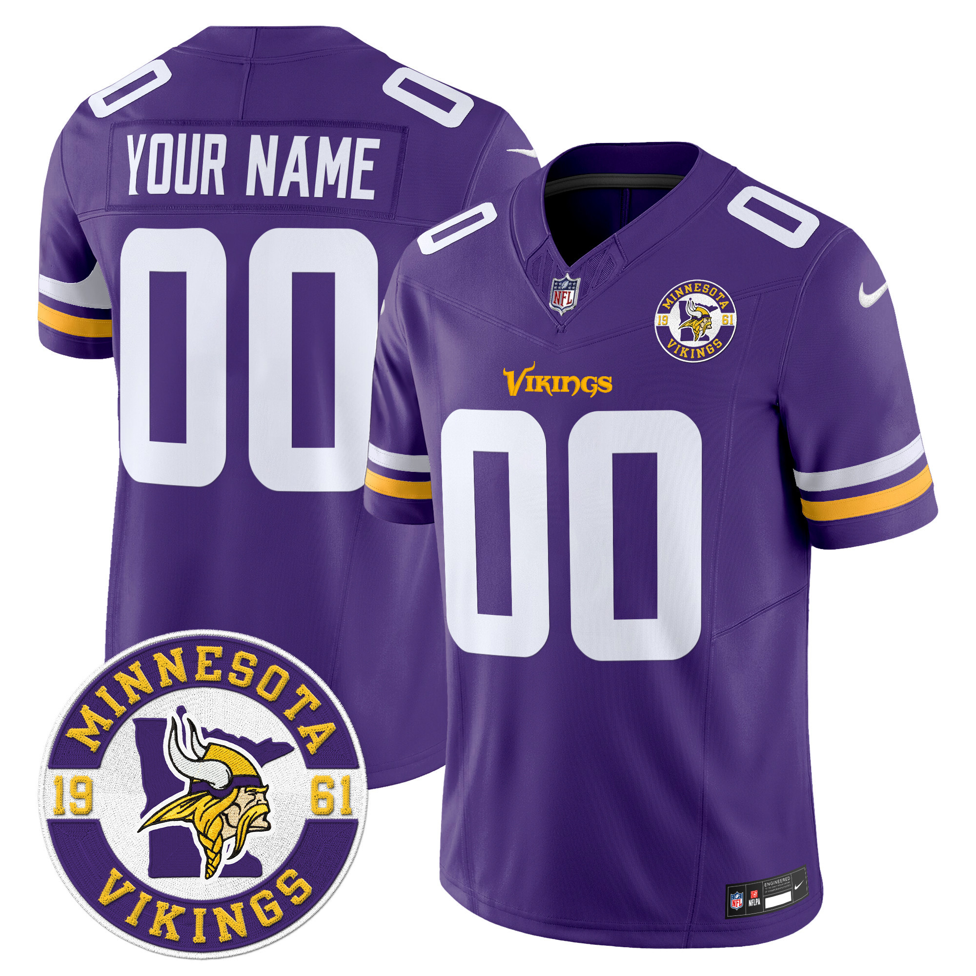 Men's Minnesota Vikings 2024 Vapor Limited Custom Purple Jersey - All Stitched