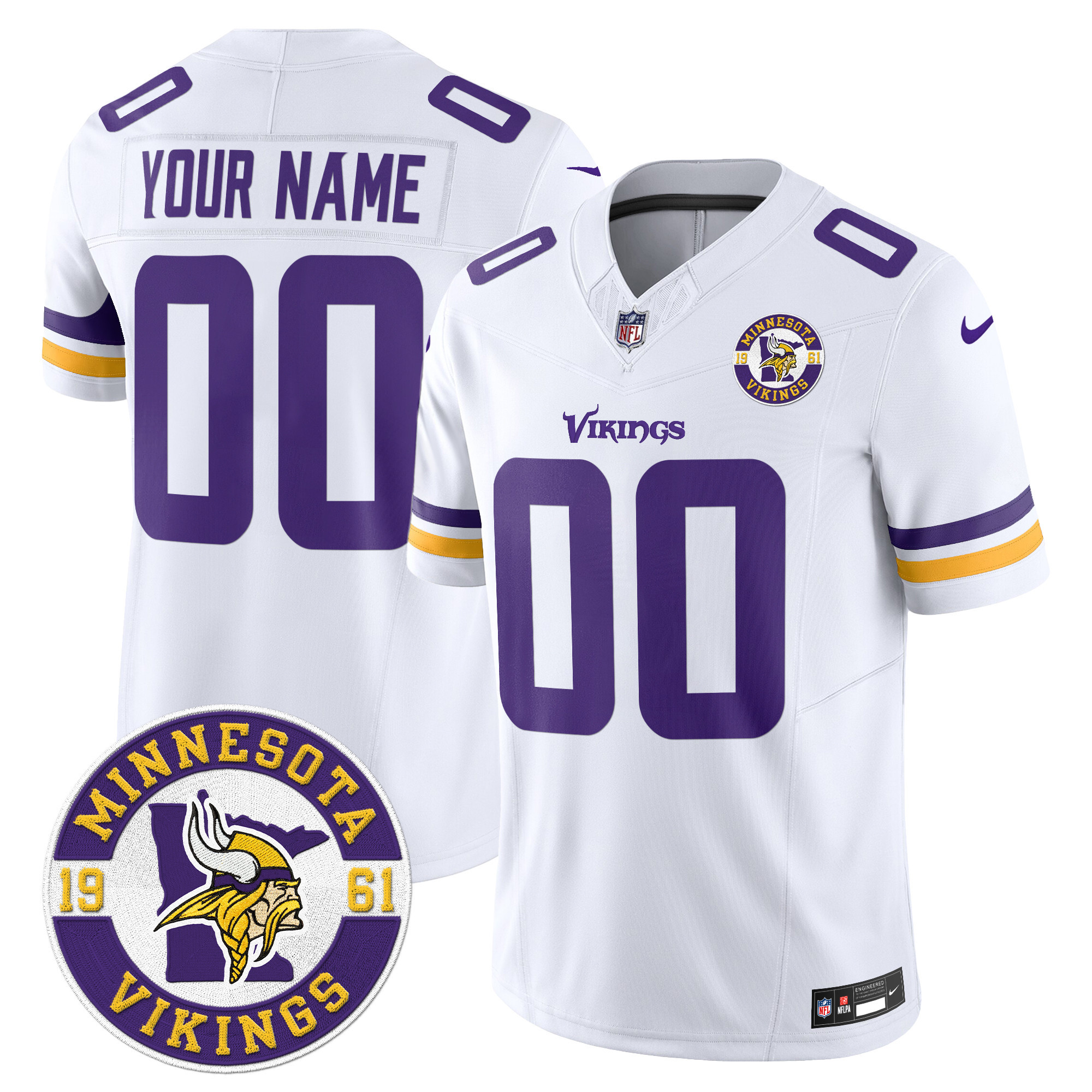 Men's Minnesota Vikings 2024 Vapor Limited Custom White Jersey - All Stitched