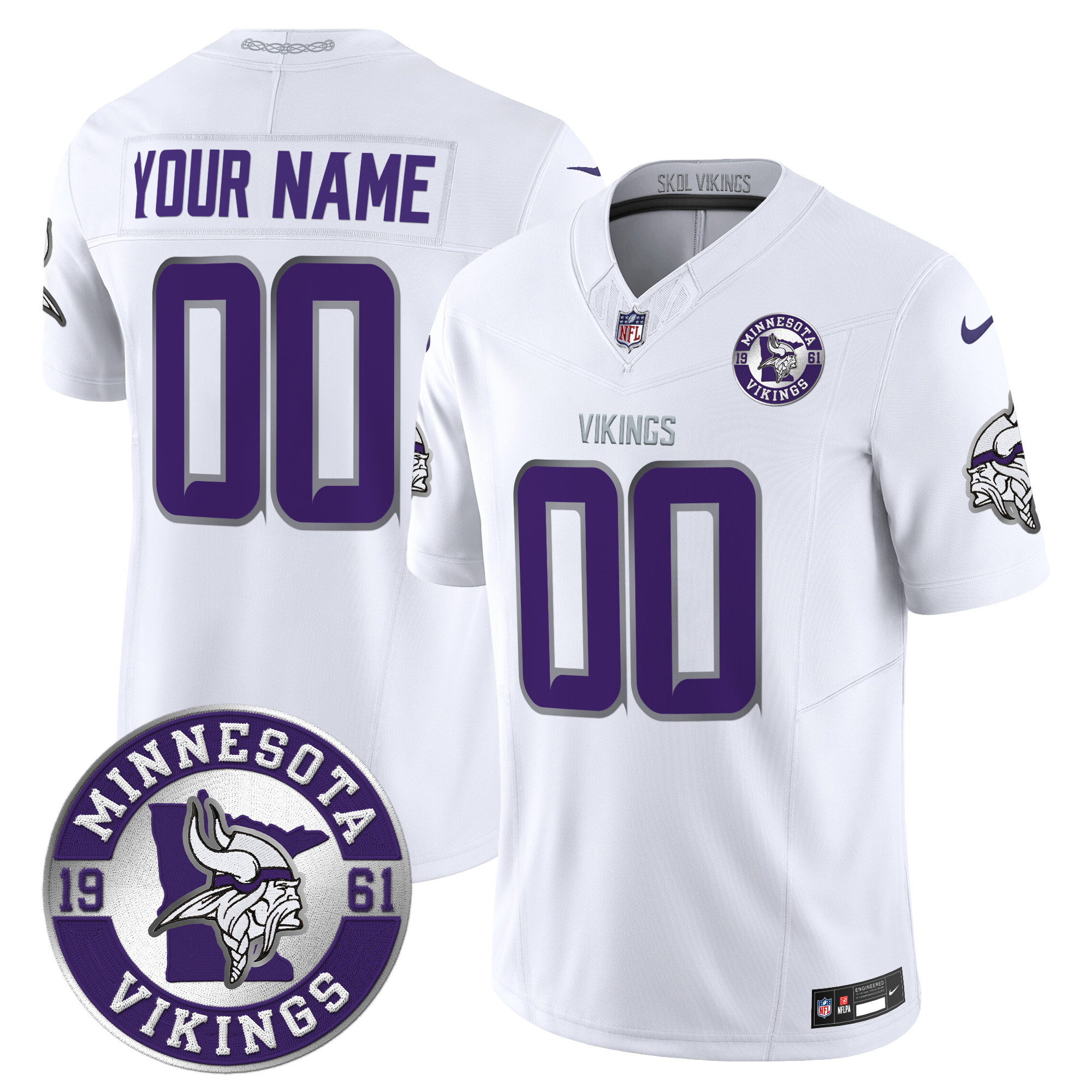 Men's Minnesota Vikings 2024 Vapor Limited Custom White Limited Jersey - All Stitched