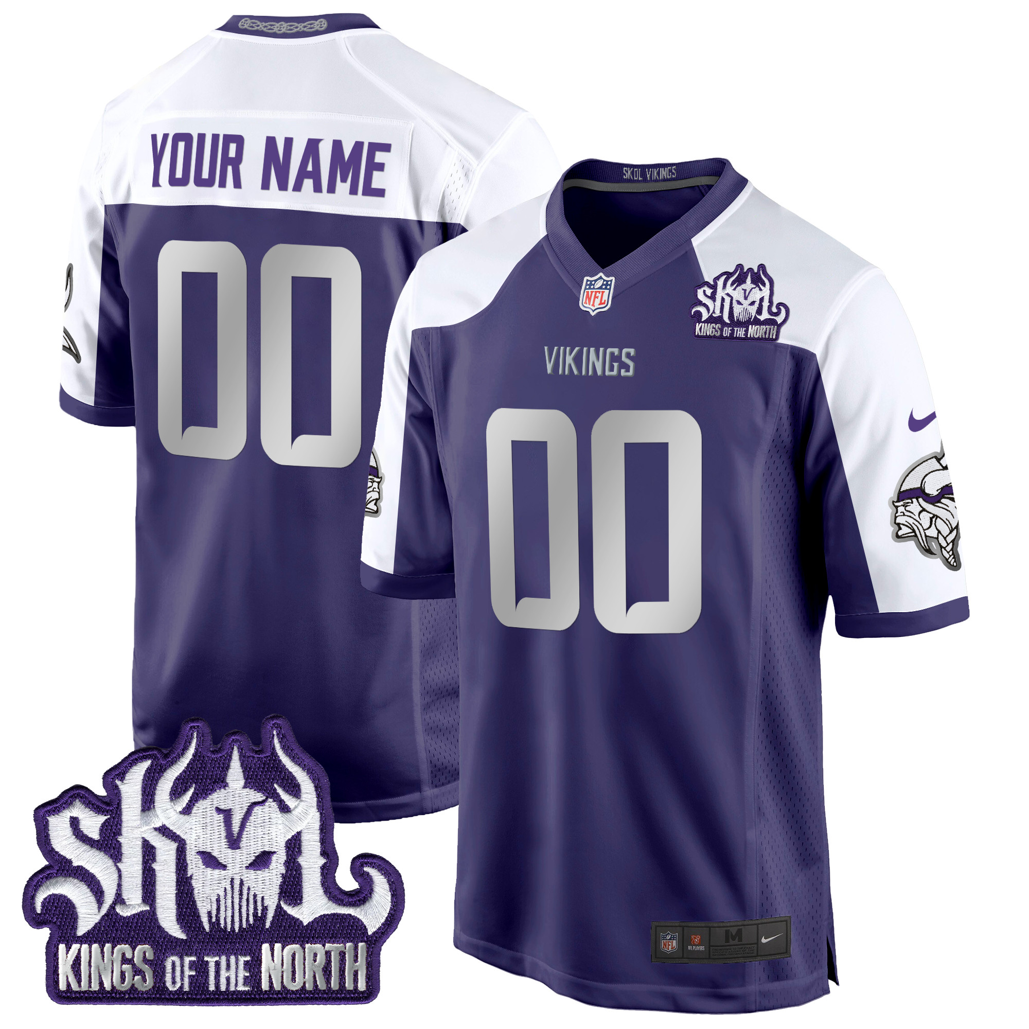 Men's Minnesota Vikings 2024 Winter Warrior Skol Patch Game Custom Purple Alternate Jersey - All Stitched