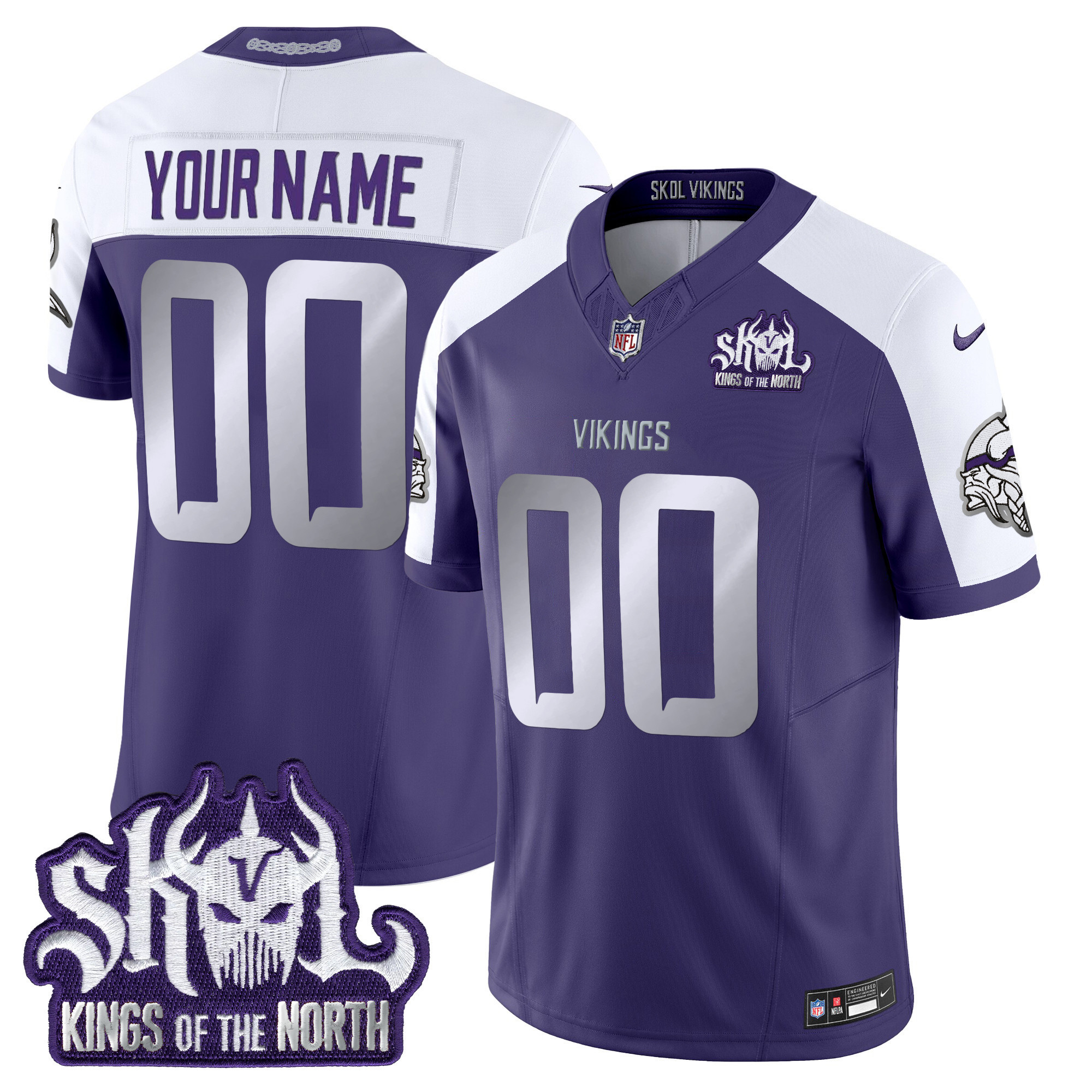 Men's Minnesota Vikings 2024 Winter Warrior Skol Patch Vapor Limited Custom Purple Alternate Jersey - All Stitched