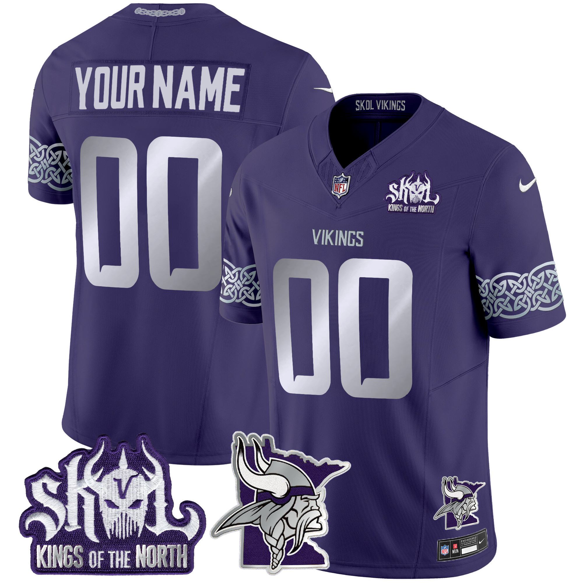 Men's Minnesota Vikings 2024 Winter Warrior Skol Patch Vapor Limited Custom Purple Jersey - All Stitched