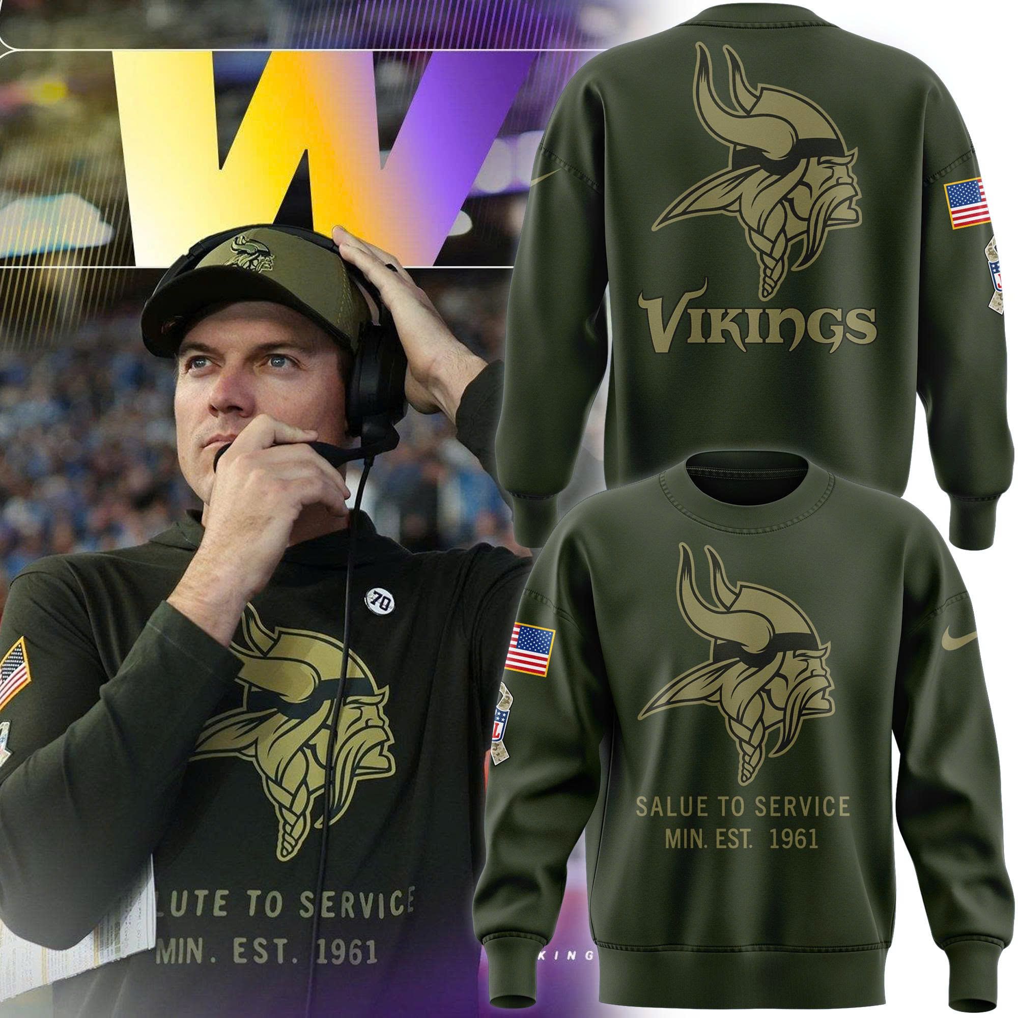 Men's Minnesota Vikings 2025 Salute to Service Fan Sweatshirt