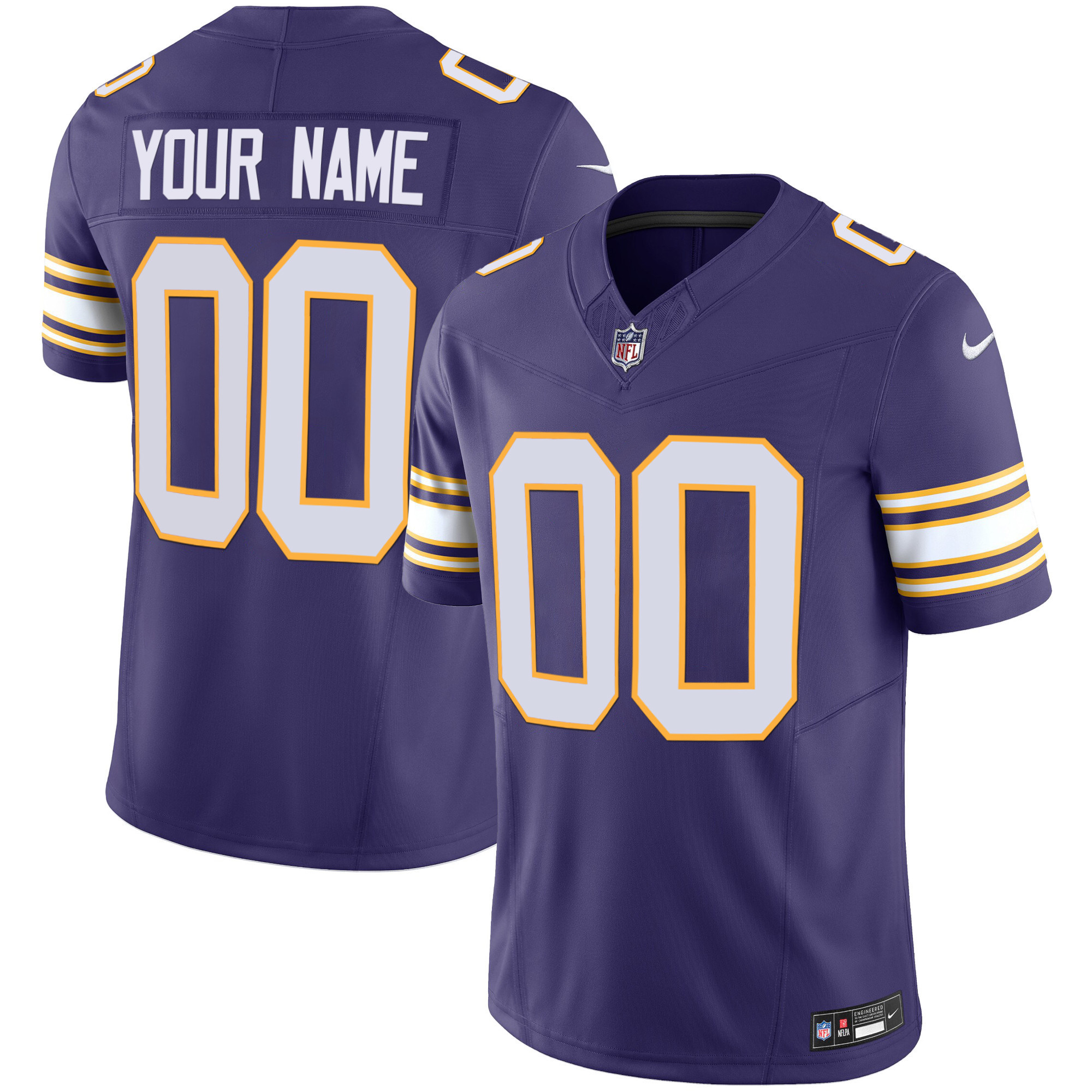 Men's Minnesota Vikings Classic Limited Custom Purple Jersey - All Stitched