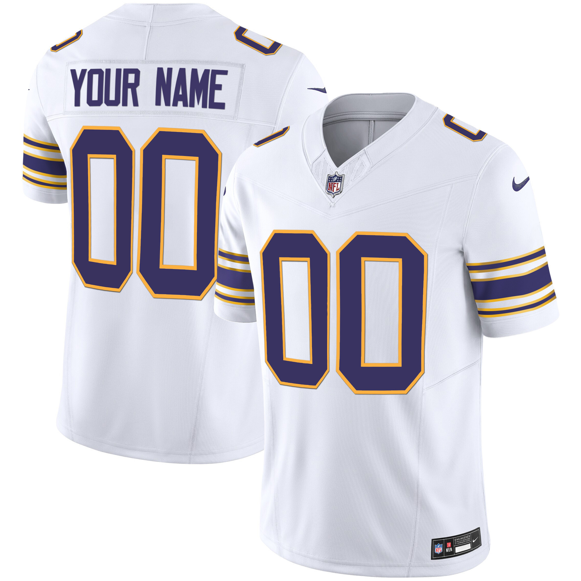 Men's Minnesota Vikings Classic Limited Custom White Jersey - All Stitched