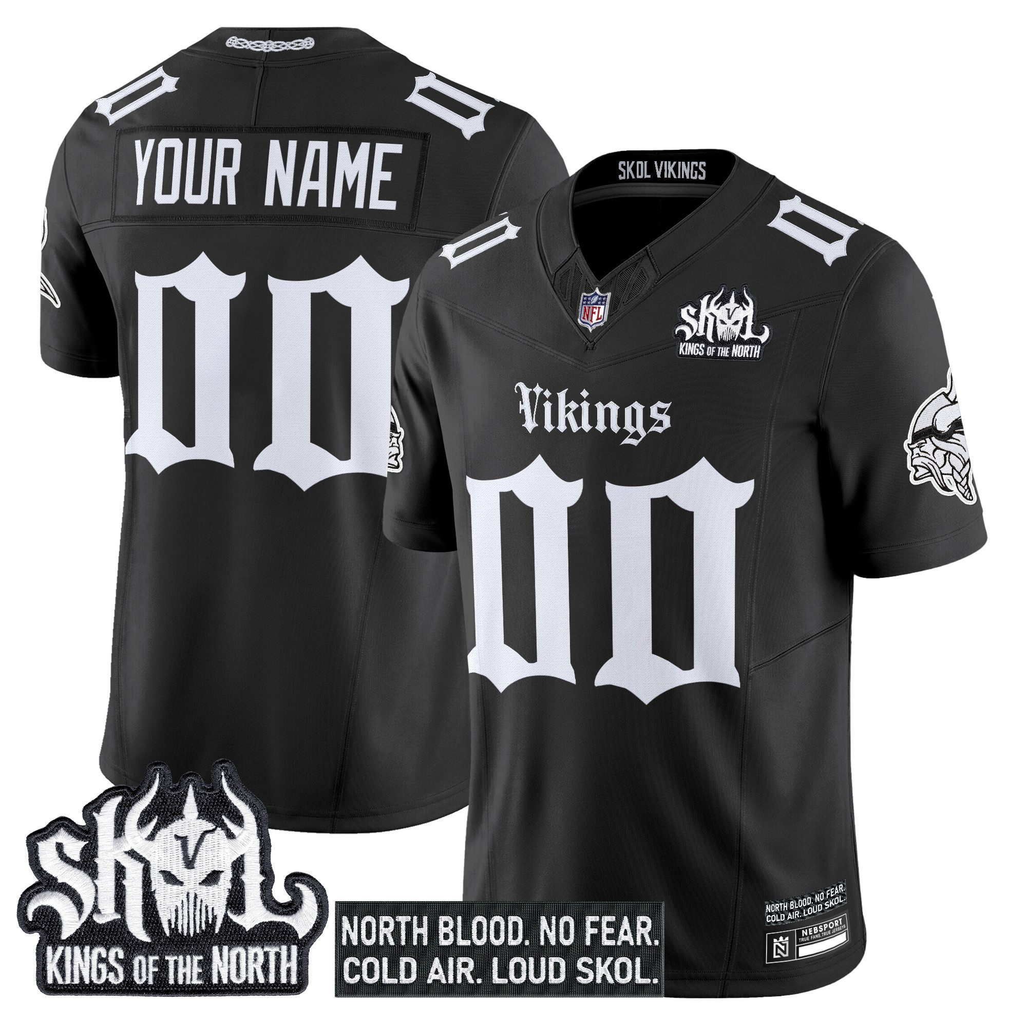 Men's Minnesota Vikings 'Gothic Norseblood Edition' Vapor Limited Custom Black Jersey - All Stitched