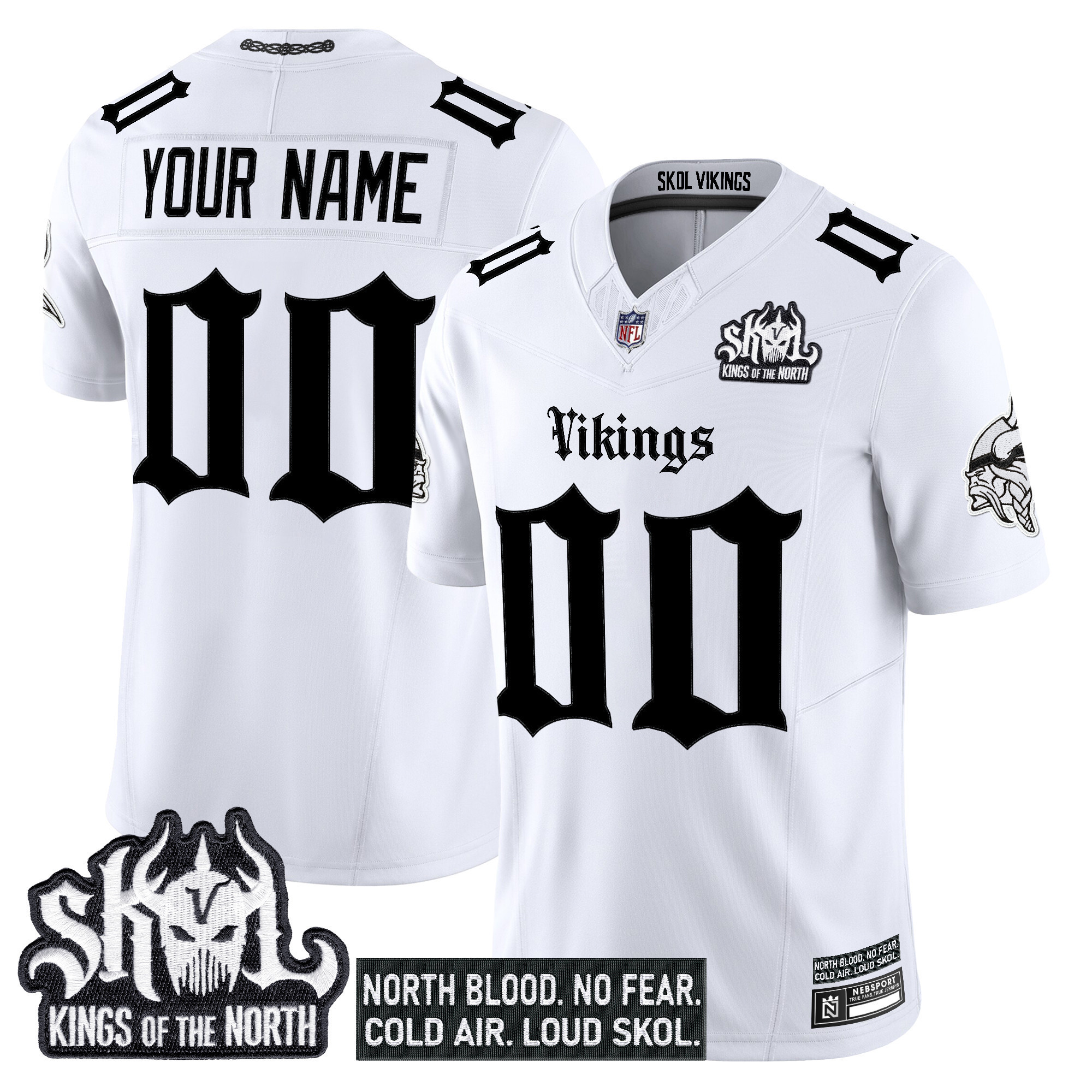 Men's Minnesota Vikings 'Gothic Norseblood Edition' Vapor Limited Custom White Jersey - All Stitched