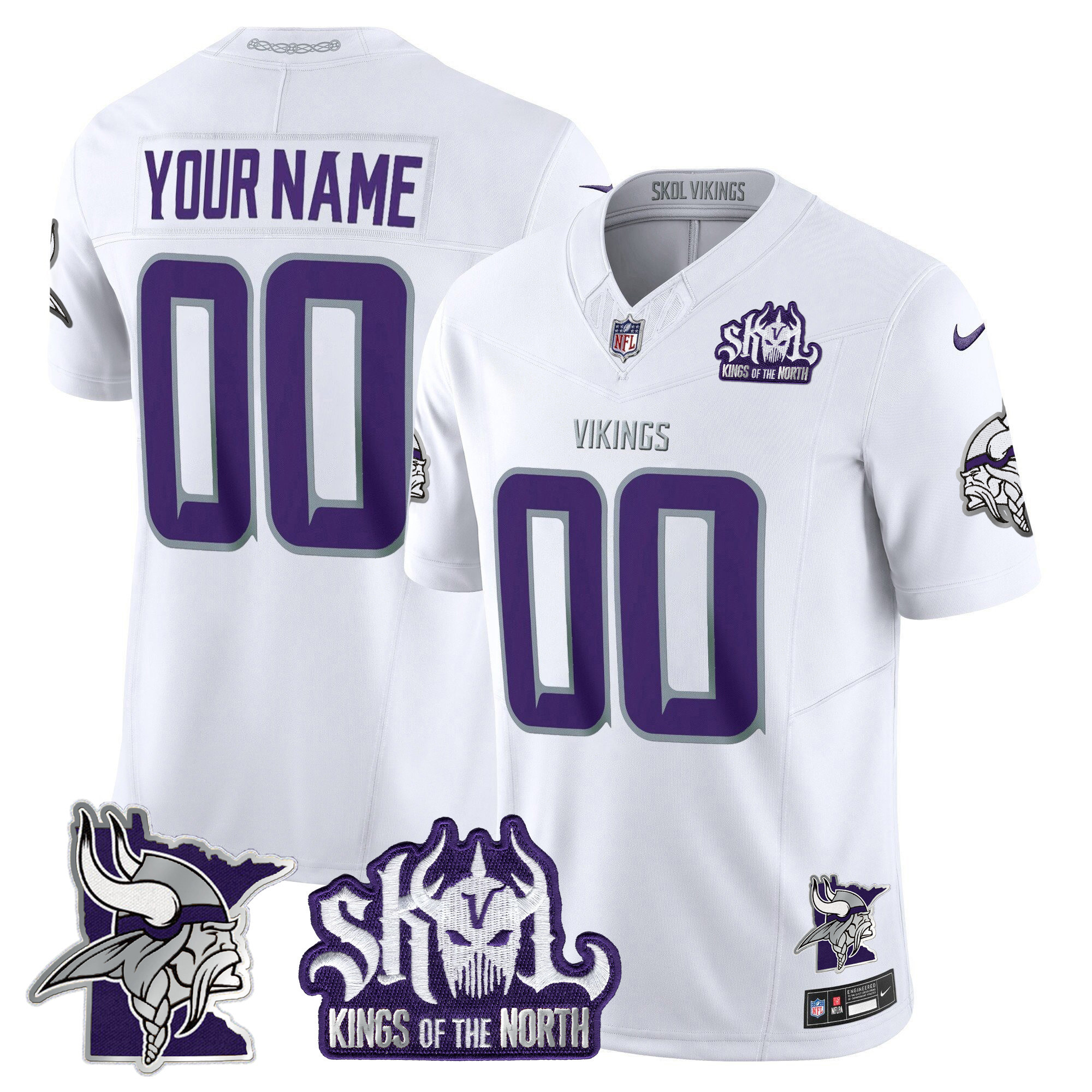 Men's Minnesota Vikings Kings Of The North Patch Vapor Limited Custom Winter Warrior Jersey - All Stitched
