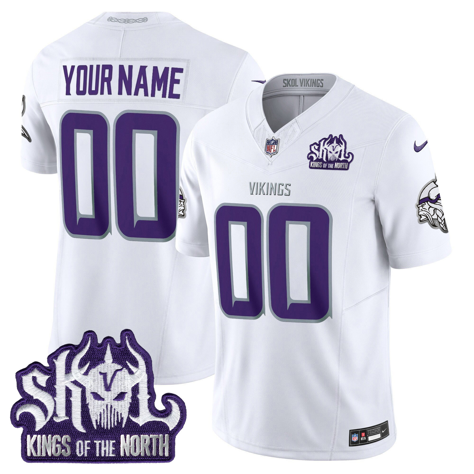Men's Minnesota Vikings Kings Of The North Patch Vapor Limited Custom Winter Warrior Jersey - All Stitched