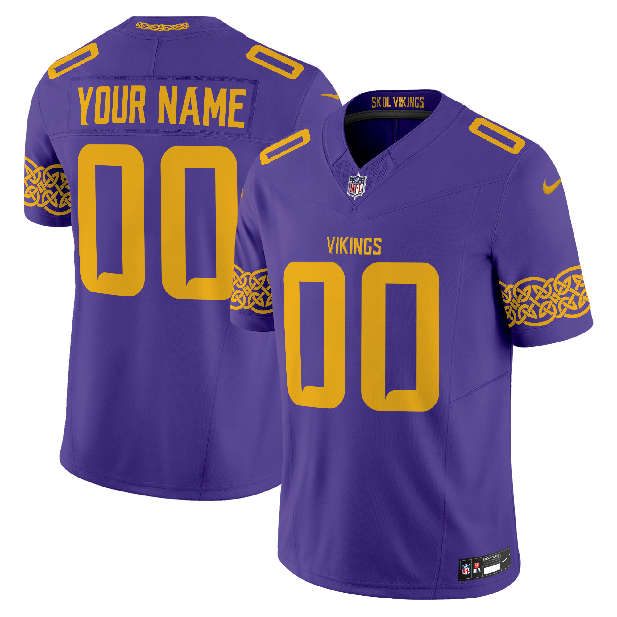 Men's Minnesota Vikings Nordic Pattern Vapor Limited Custom Purple Jersey - All Stitched