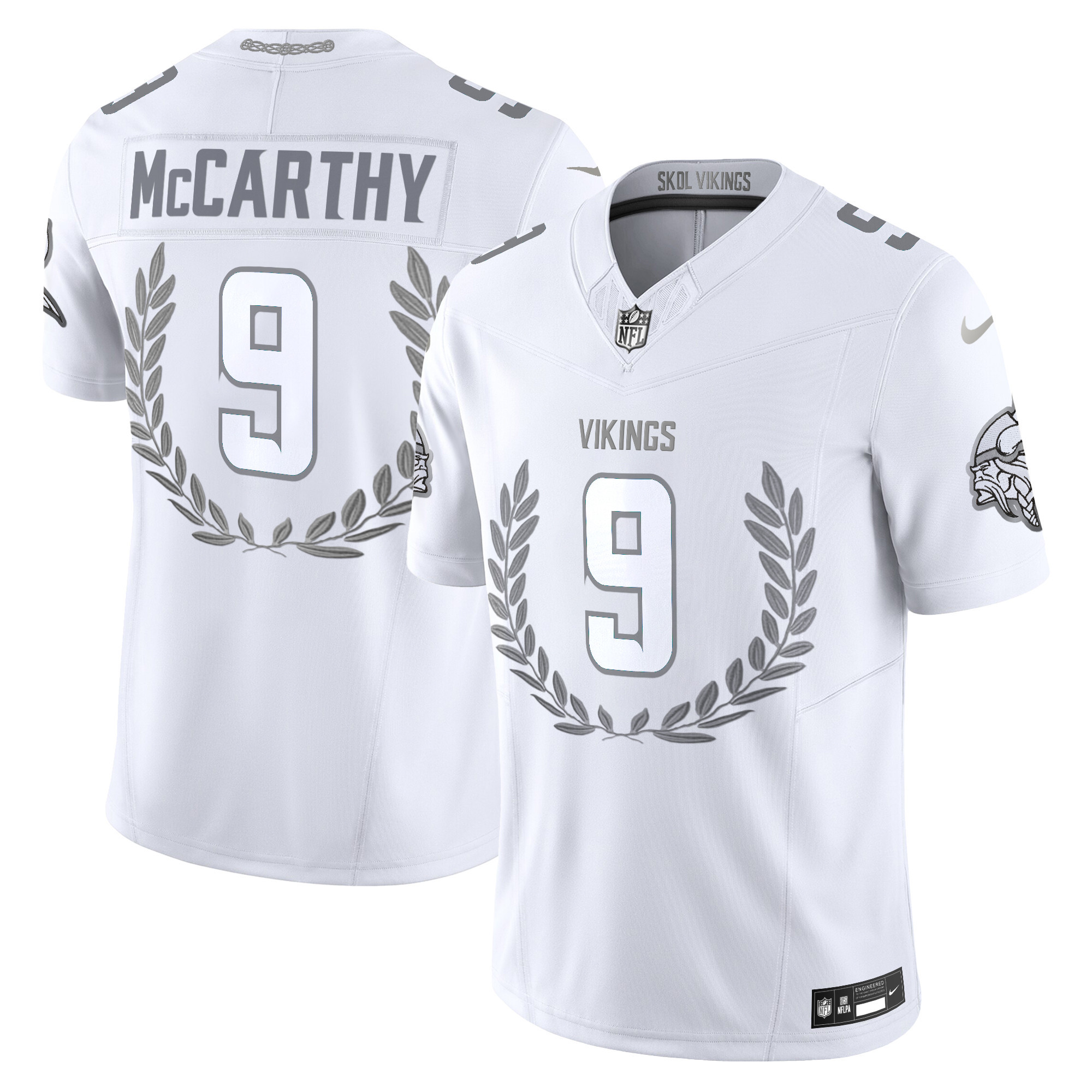 Men's Minnesota Vikings Platinum MVP Vapor Limited J.J. McCarthy Jersey - All Stitched