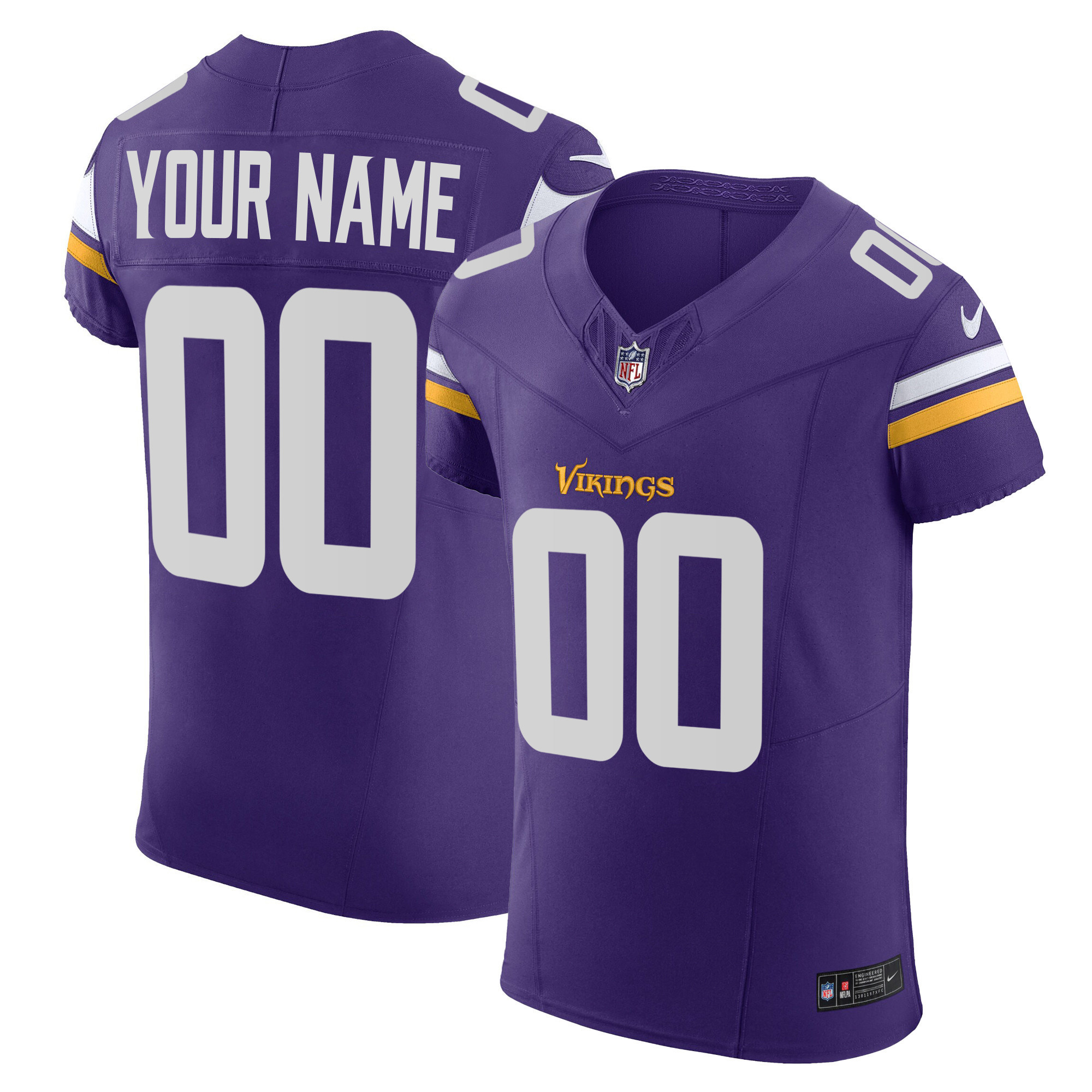 Men's Minnesota Vikings Vapor Elite Custom Purple Jersey - All Stitched