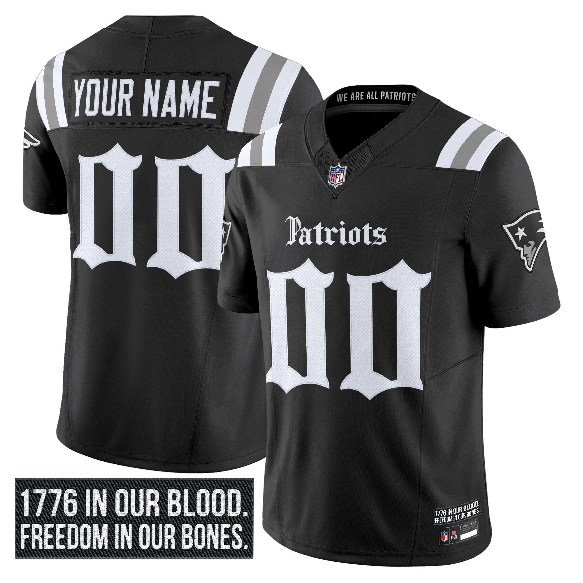 Men's New England Patriots 'Gothic Revolution Edition' Vapor Limited Custom Black Jersey - All Stitched
