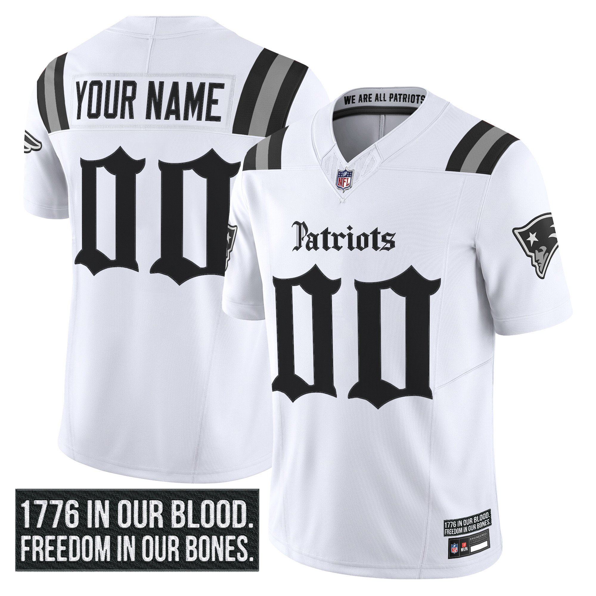 Men's New England Patriots 'Gothic Revolution Edition' Vapor Limited Custom White Jersey - All Stitched