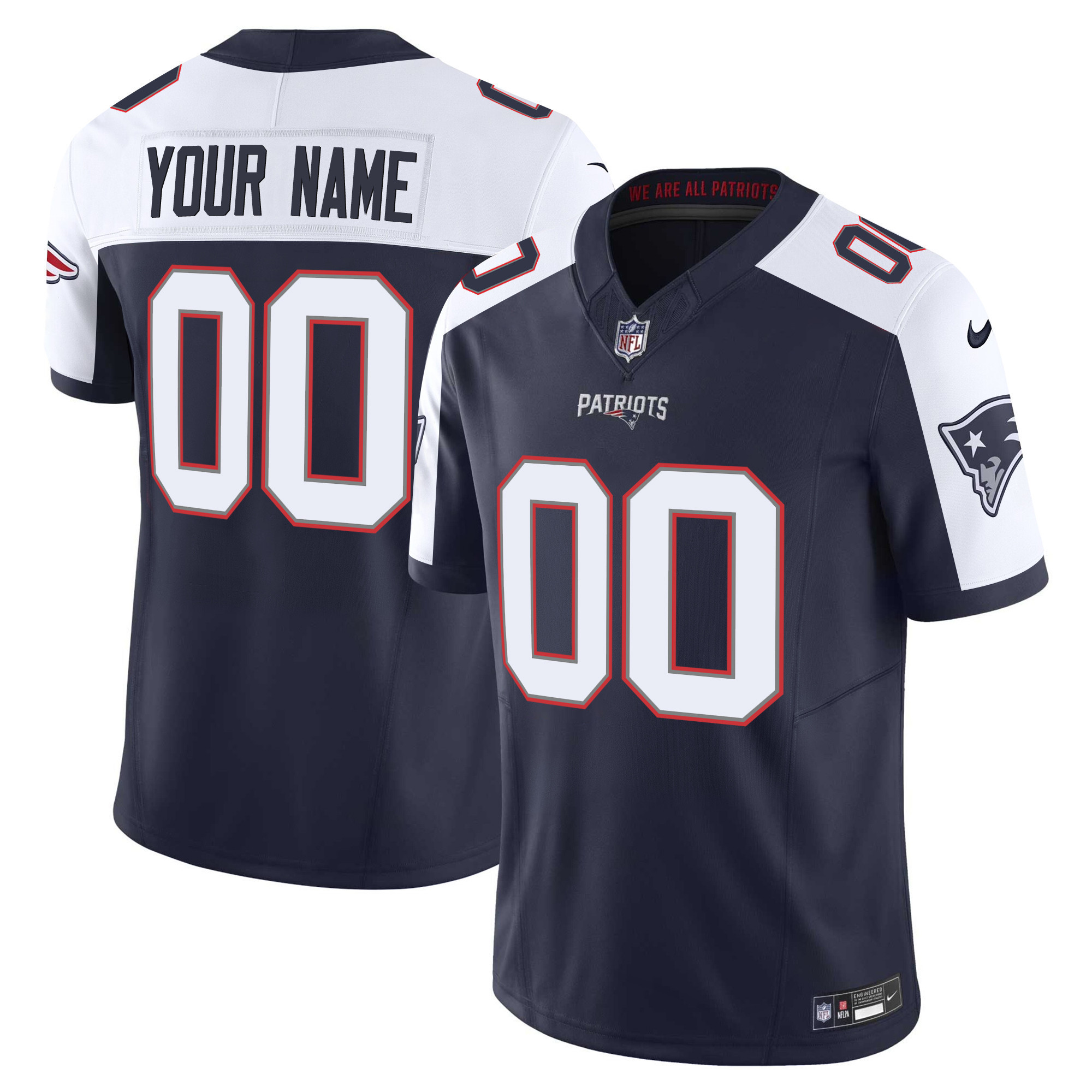 Men's New England Patriots Vapor Limited Custom Alternate Jersey - All Stitched