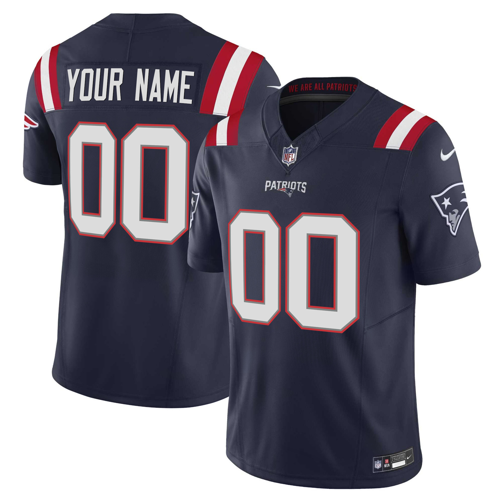 Men's New England Patriots Vapor Limited Custom Navy Jersey - All Stitched