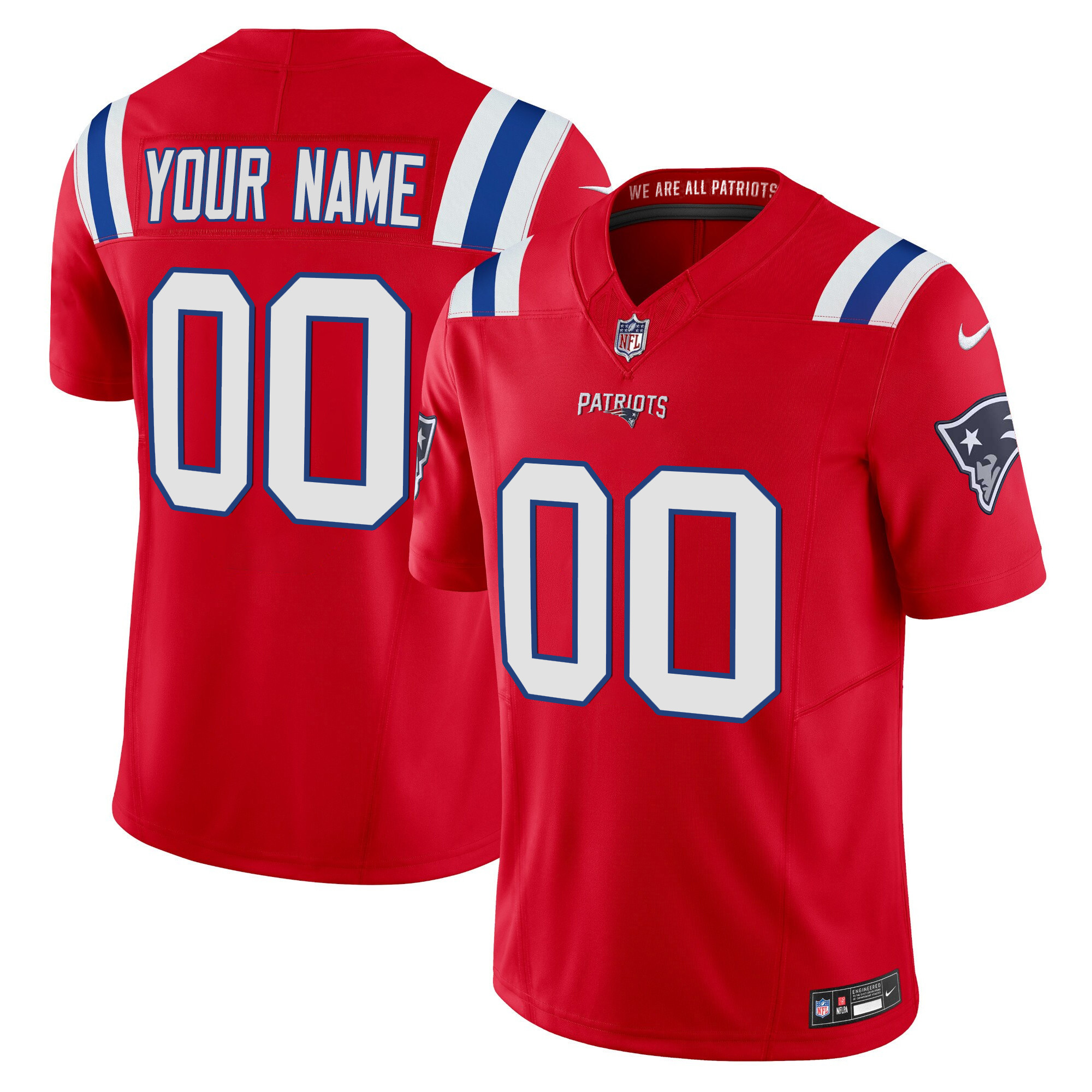 Men's New England Patriots Vapor Limited Custom Red Jersey - All Stitched