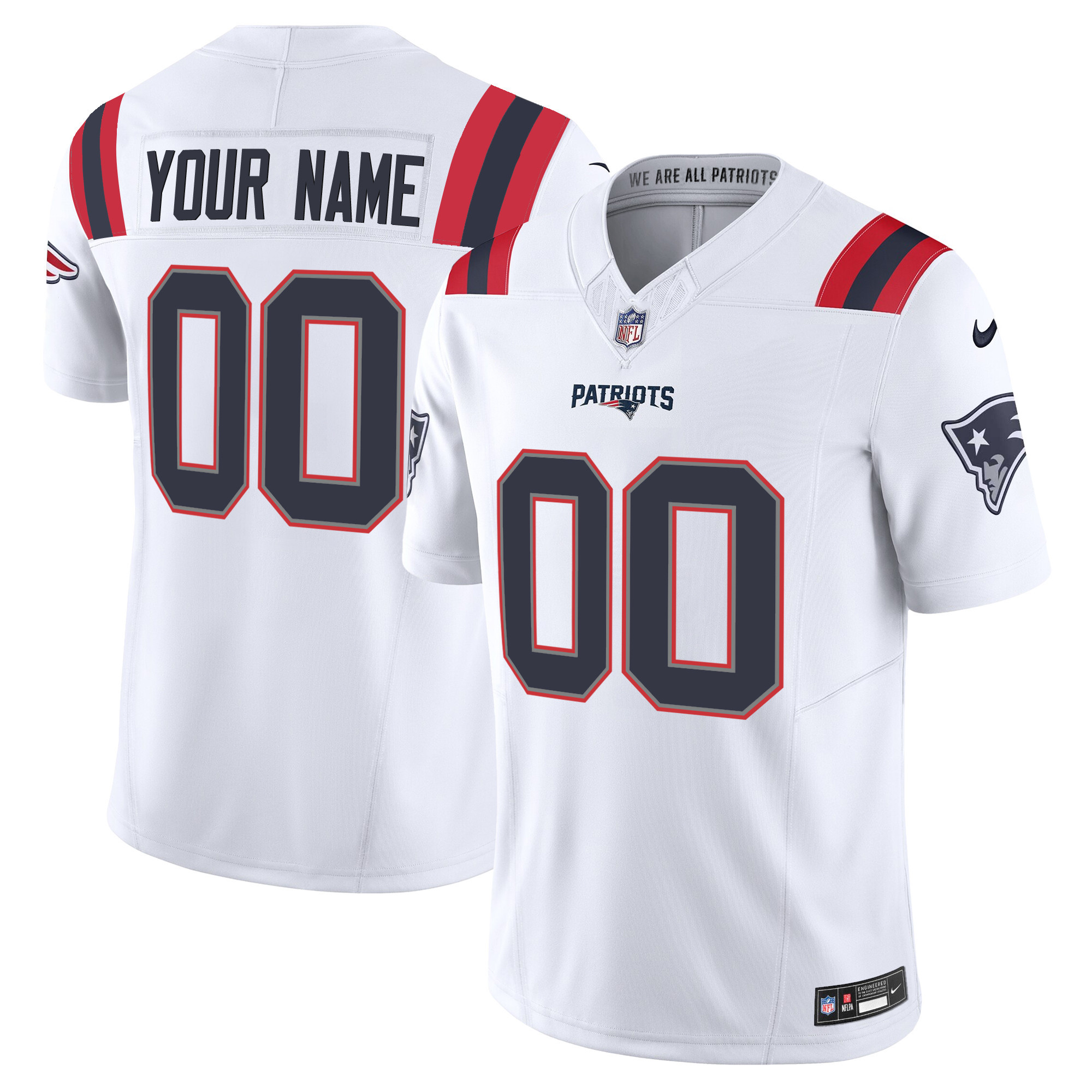 Men's New England Patriots Vapor Limited Custom White Jersey - All Stitched