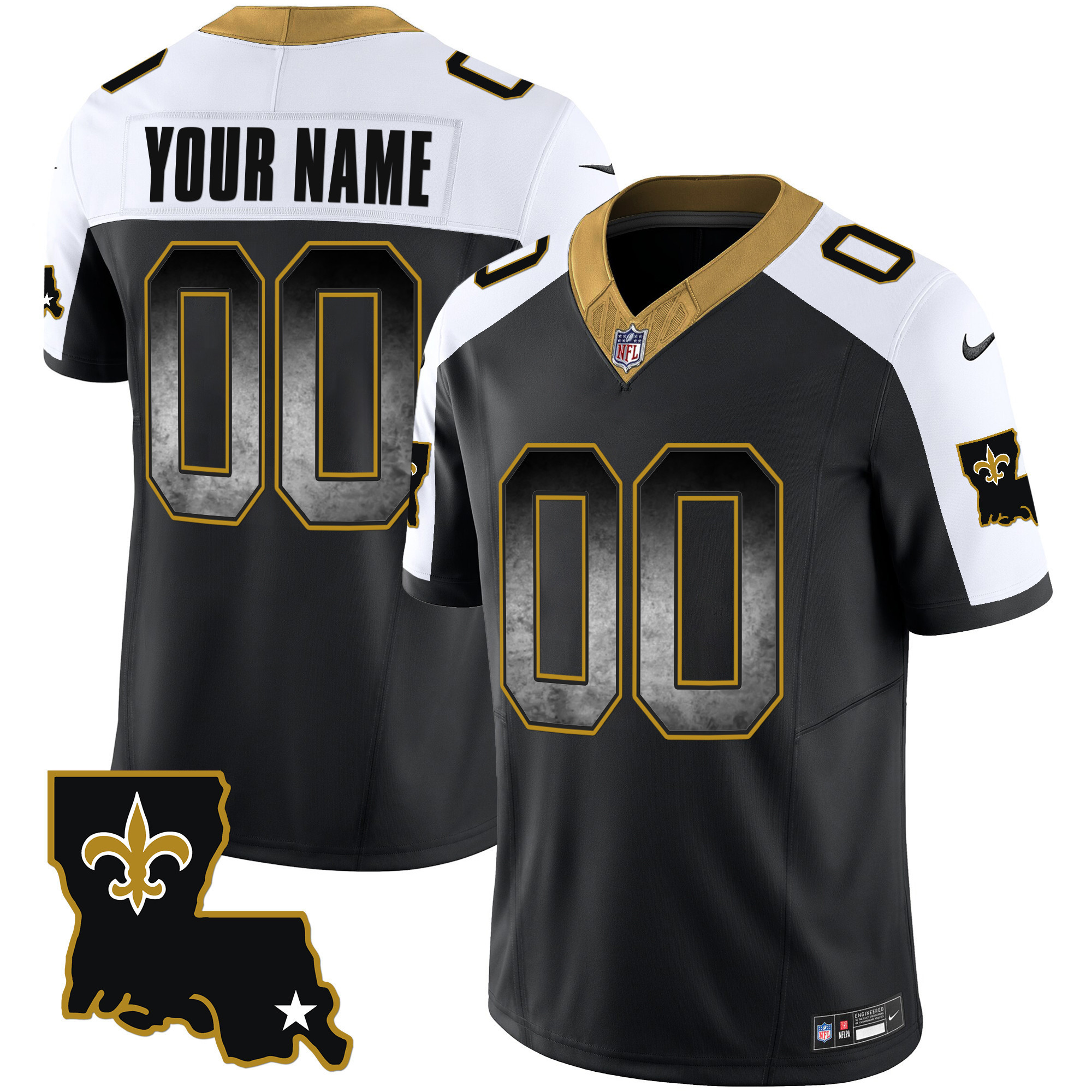 Men's New Orleans Saints 1987 Legacy Arch Smoke Custom Alternate Jersey - All Stitched