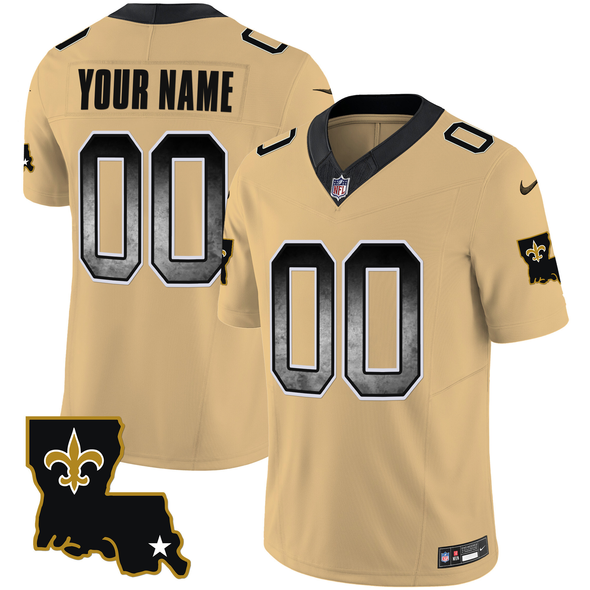 Men's New Orleans Saints 1987 Legacy Arch Smoke Custom Gold Jersey - All Stitched