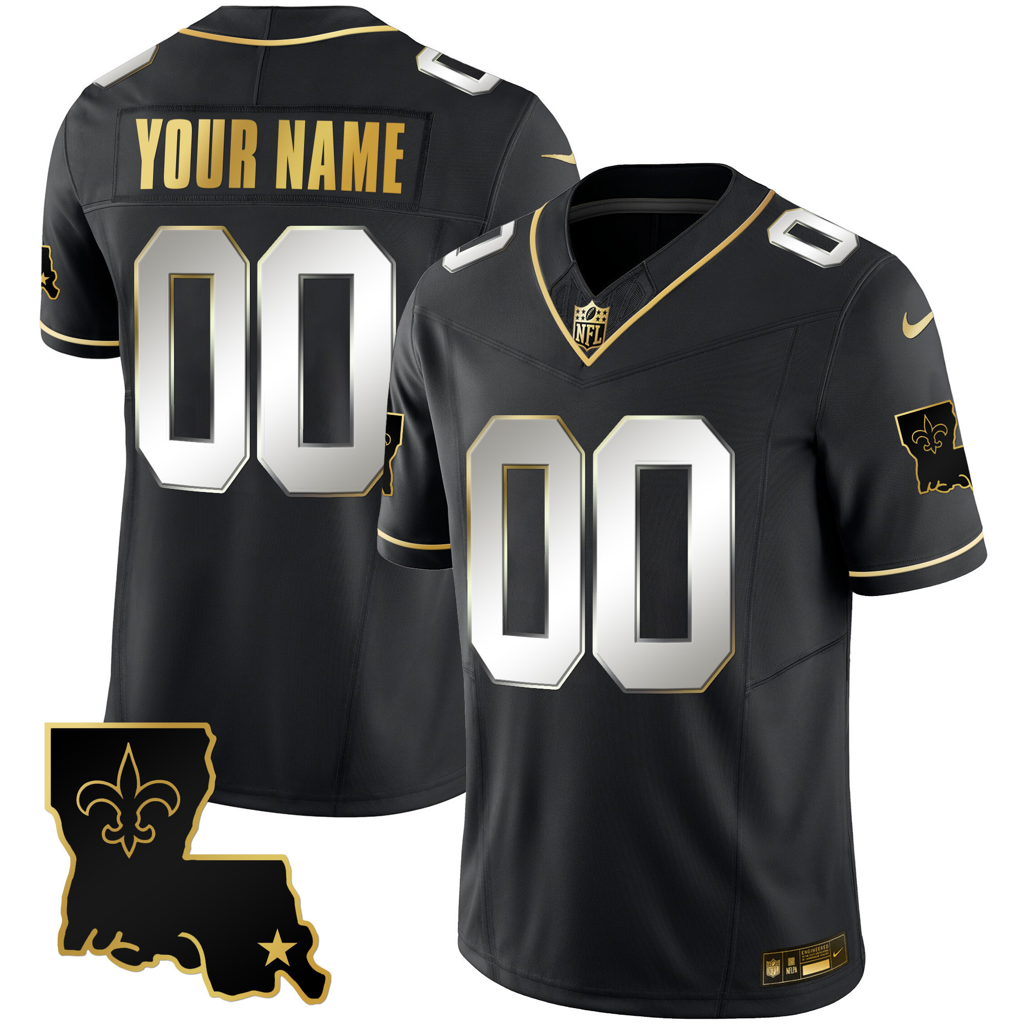 Men's New Orleans Saints 1987 Legacy Gold Vapor Custom Black Limited Jersey - All Stitched
