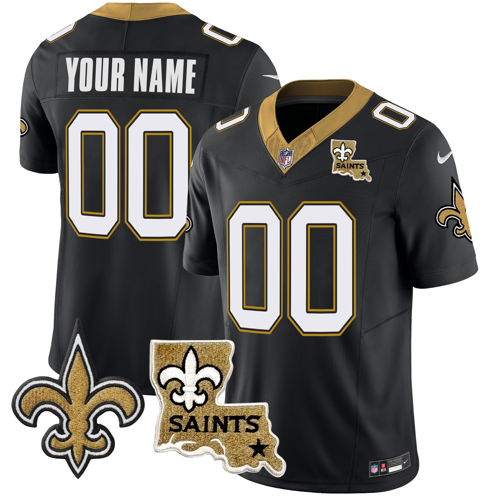 Men's New Orleans Saints 1987 Legacy Vapor Custom Black Jersey - All Stitched