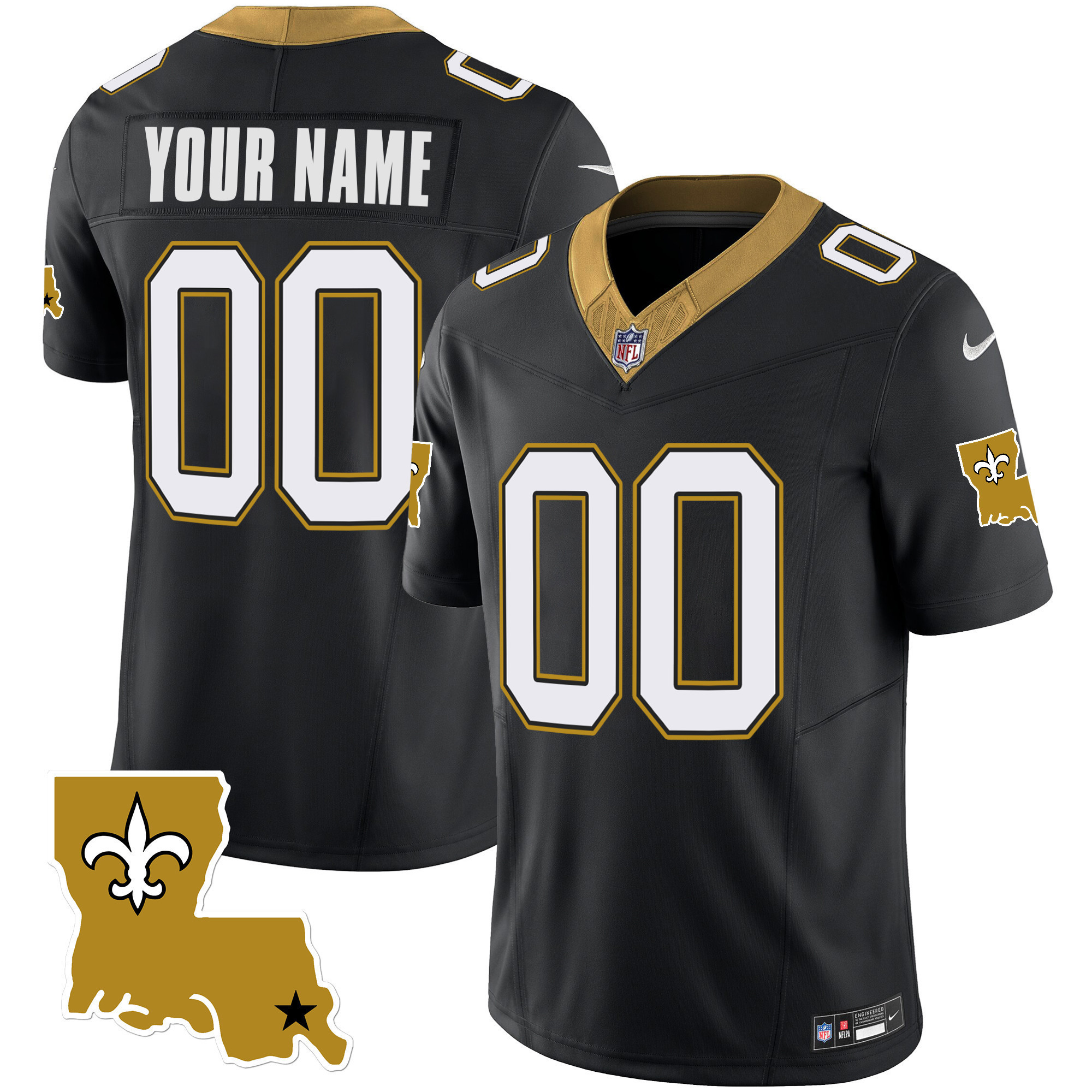 Men's New Orleans Saints 1987 Legacy Vapor Custom Black Jersey - All Stitched