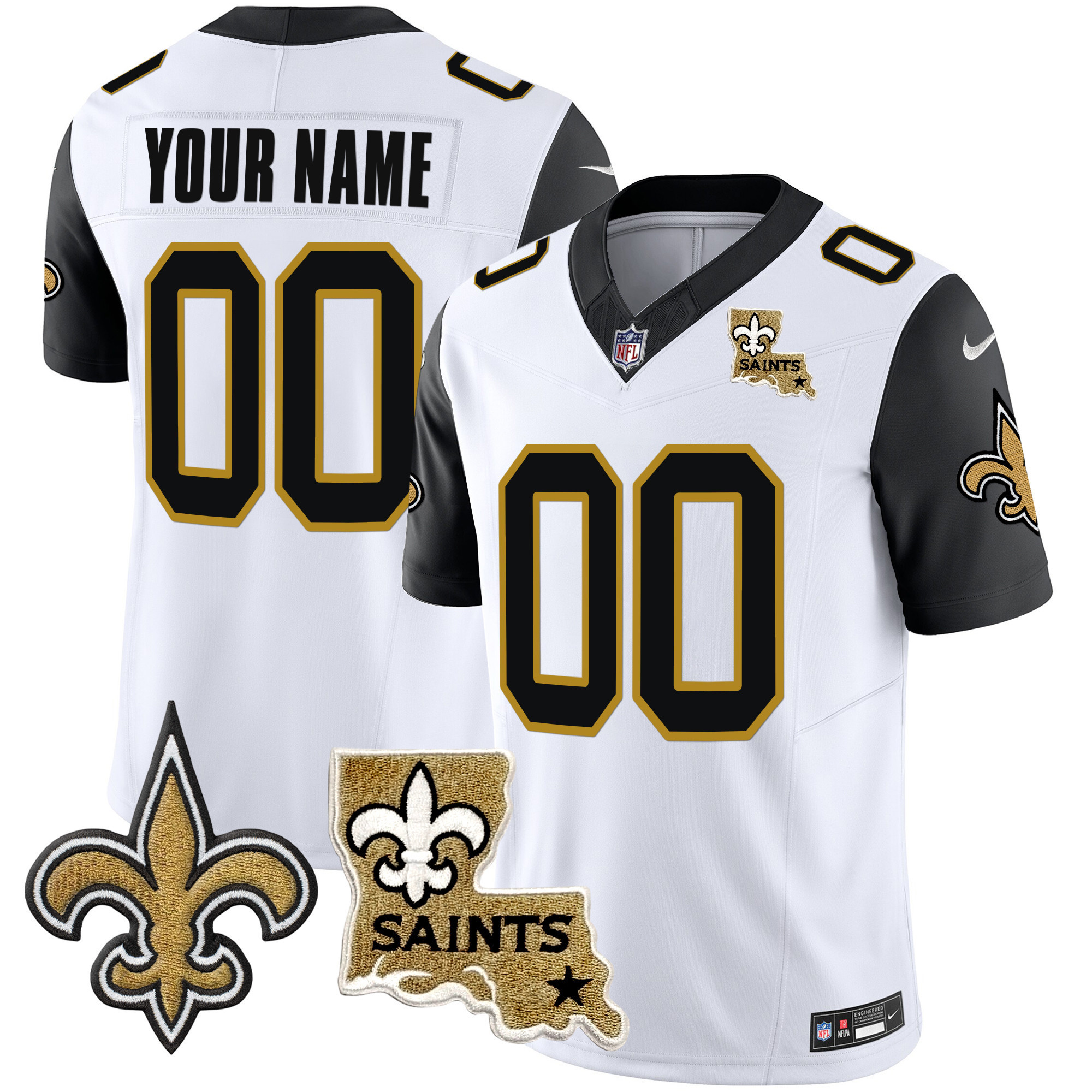 Men's New Orleans Saints 1987 Legacy Vapor Custom Black Sleeves Jersey - All Stitched