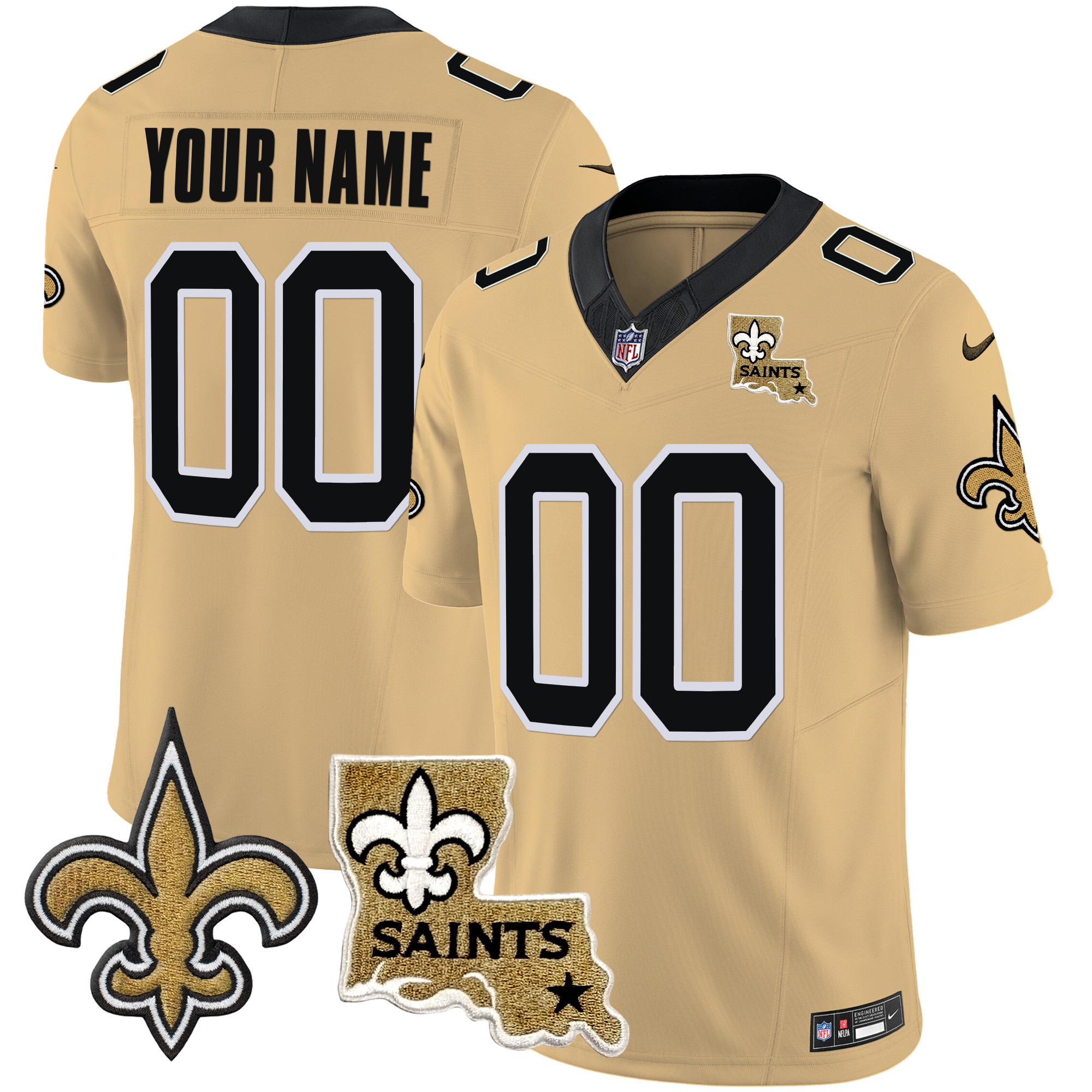 Men's New Orleans Saints 1987 Legacy Vapor Custom Gold Jersey - All Stitched