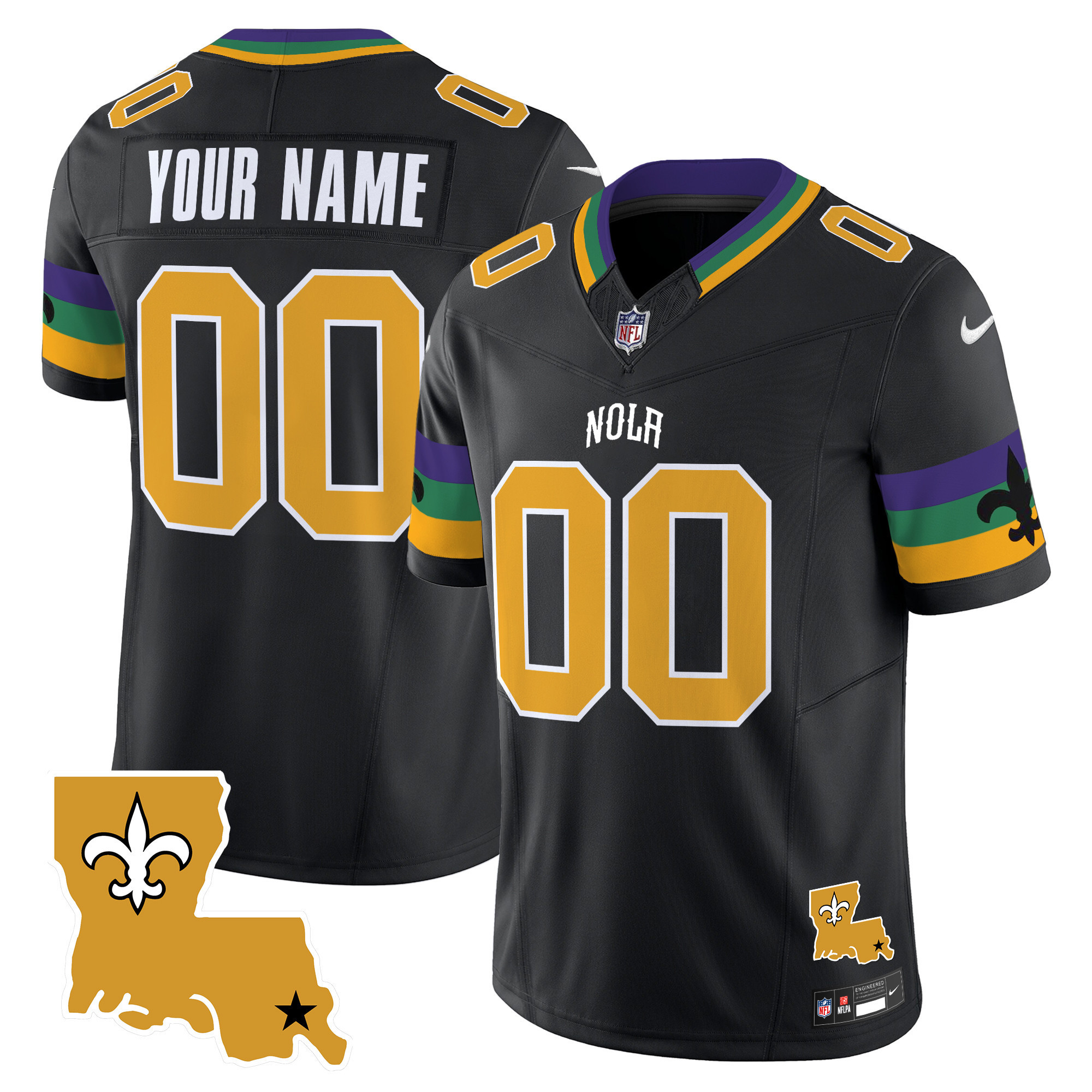 Men's New Orleans Saints 2024 New Orleans City Vapor Limited Custom Black Jersey - All Stitched