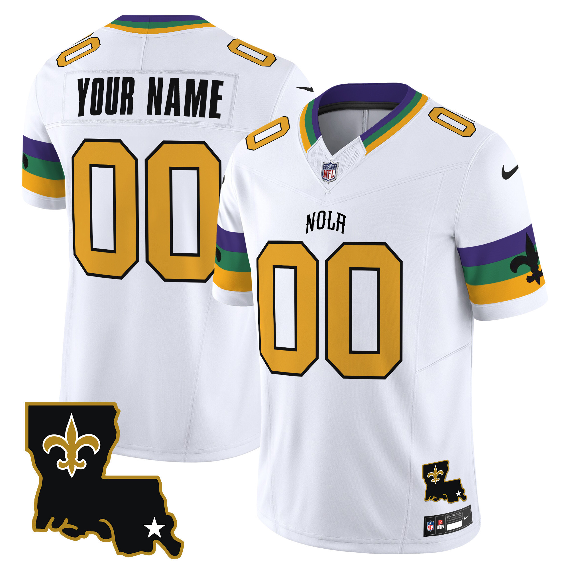 Men's New Orleans Saints 2024 New Orleans City Vapor Limited Custom White Jersey - All Stitched