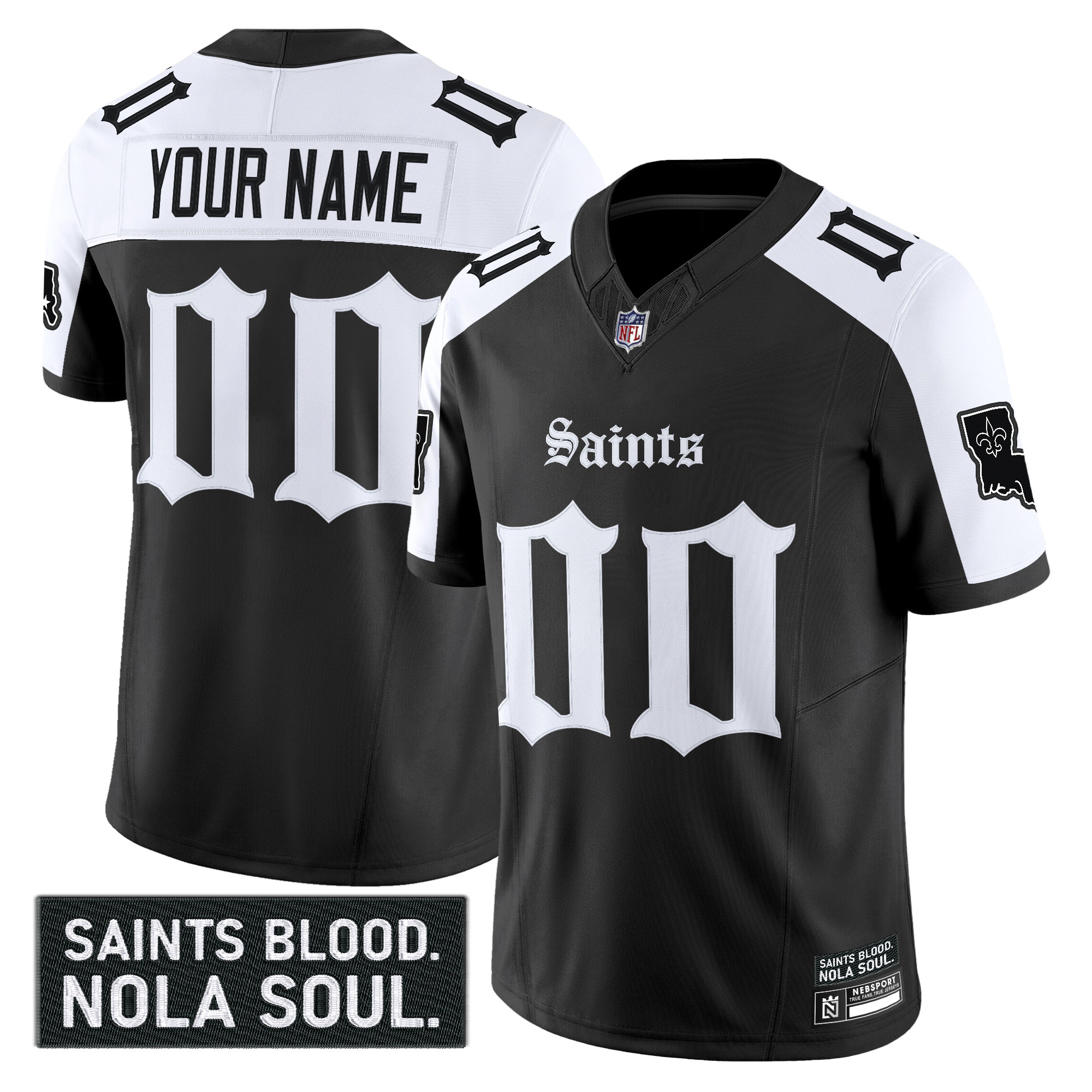 Men's New Orleans Saints 'Gothic Vieux Carré Edition' Vapor Custom Alternate Jersey - All Stitched
