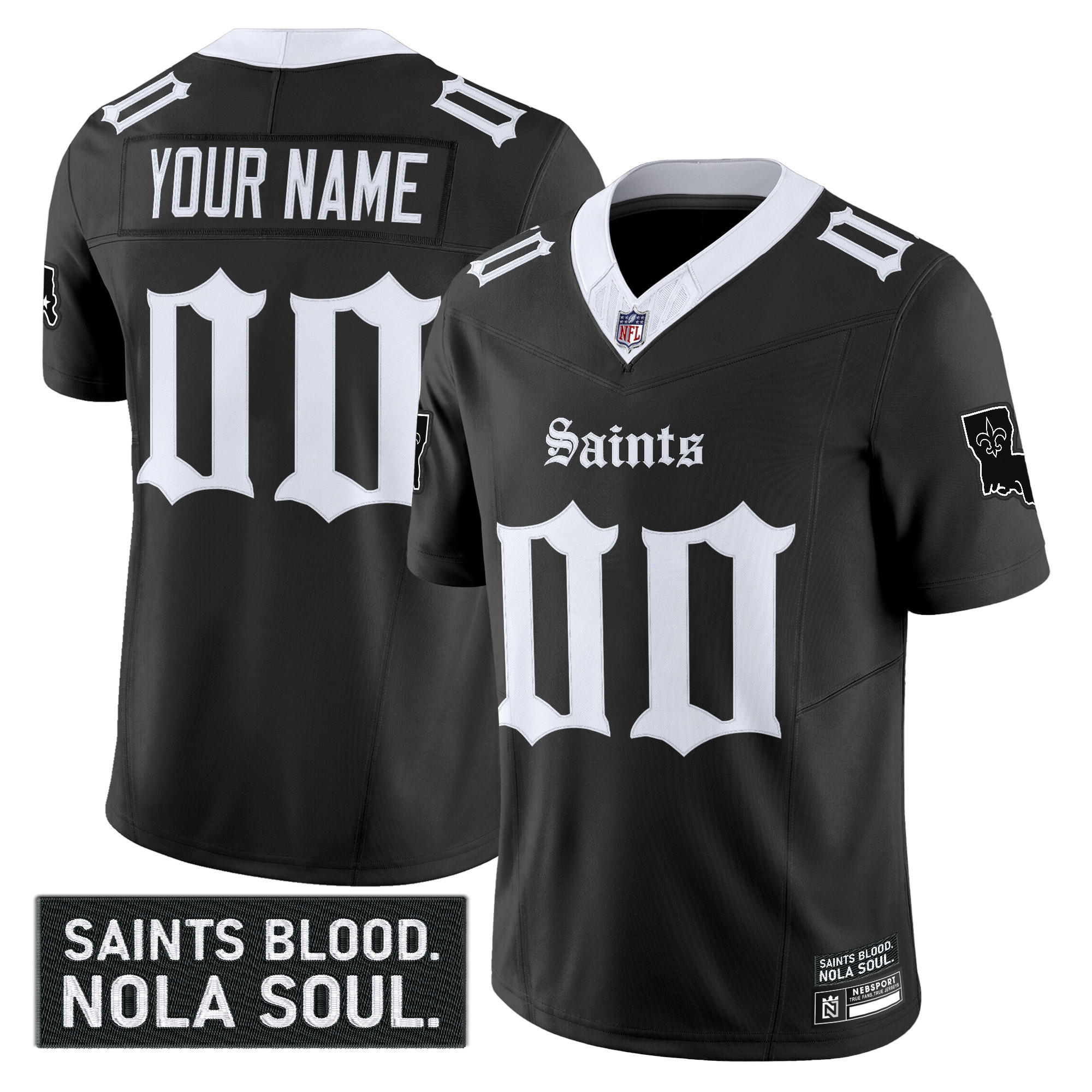 Men's New Orleans Saints 'Gothic Vieux CarrÃƒÆ’Ã‚Â© Edition' Vapor Custom Black Jersey - All Stitched