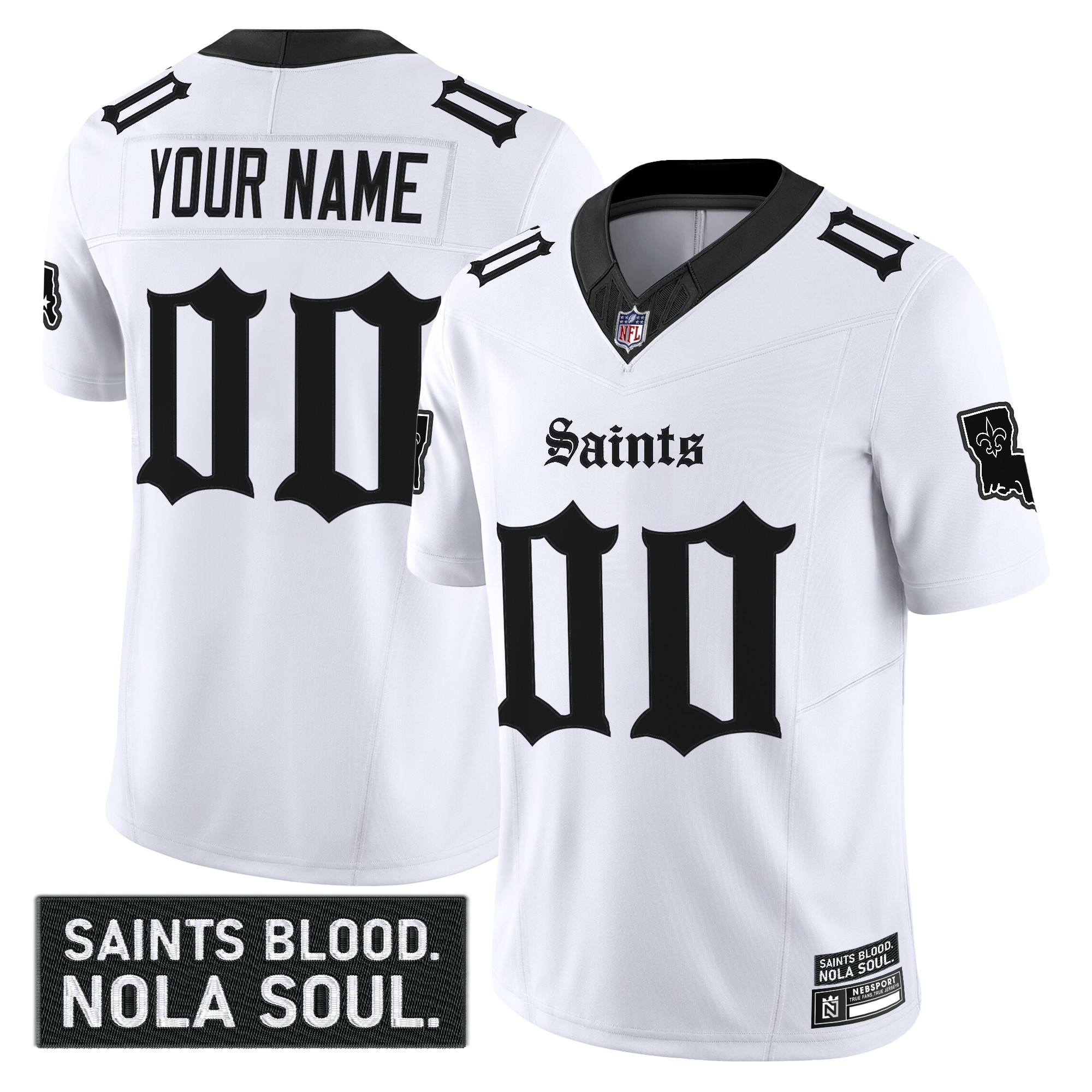 Men's New Orleans Saints 'Gothic Vieux CarrÃƒÆ’Ã‚Â© Edition' Vapor Custom White Jersey - All Stitched