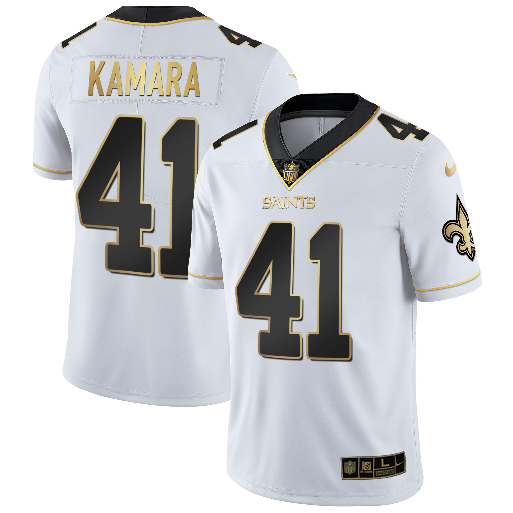 Men's New Orleans Saints Vapor Untouchable White Gold Limited Player Alvin Kamara Jersey - All Stitched