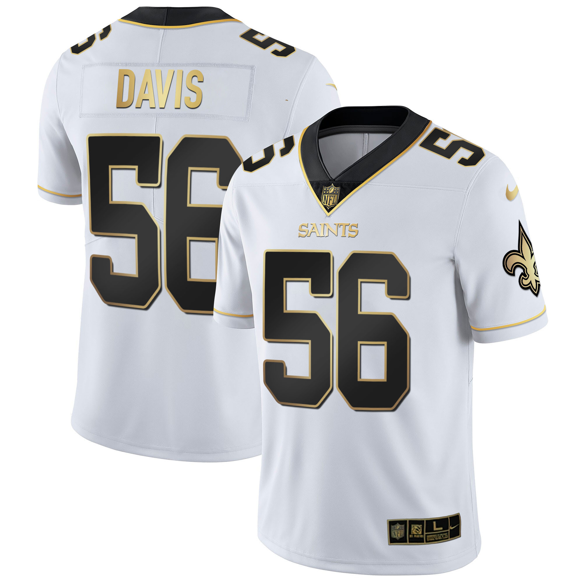 Men's New Orleans Saints Vapor Untouchable White Gold Limited Player Demario Davis Jersey - All Stitched